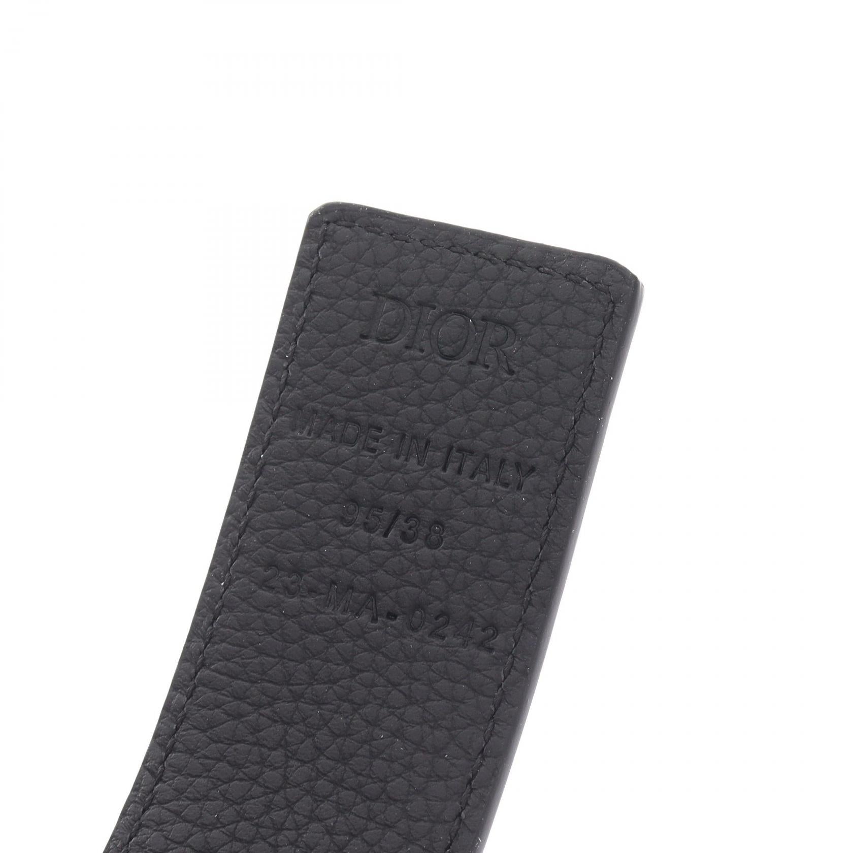 Dior Leather Logo Belt Navy/Black