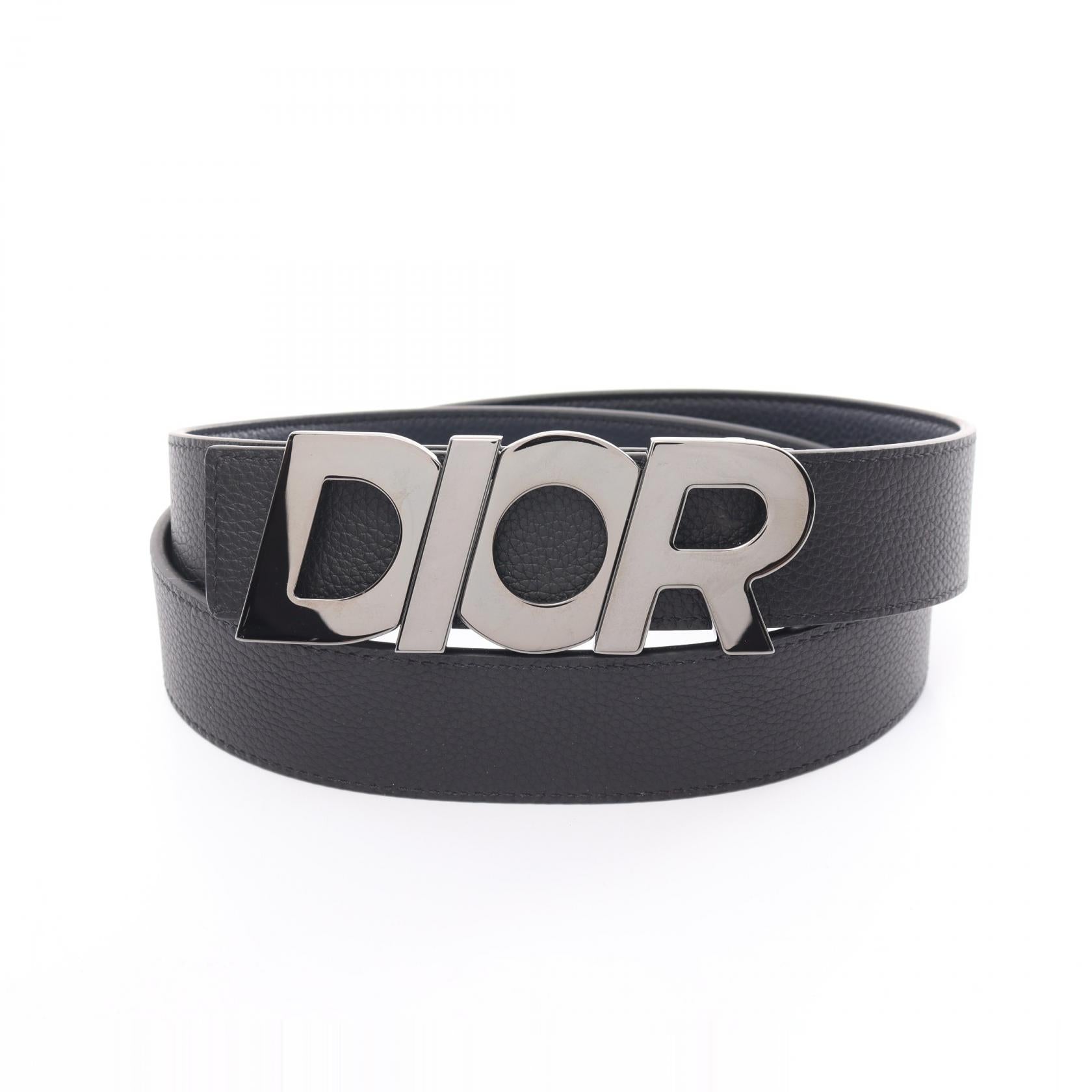 Dior Leather Logo Belt Navy/Black