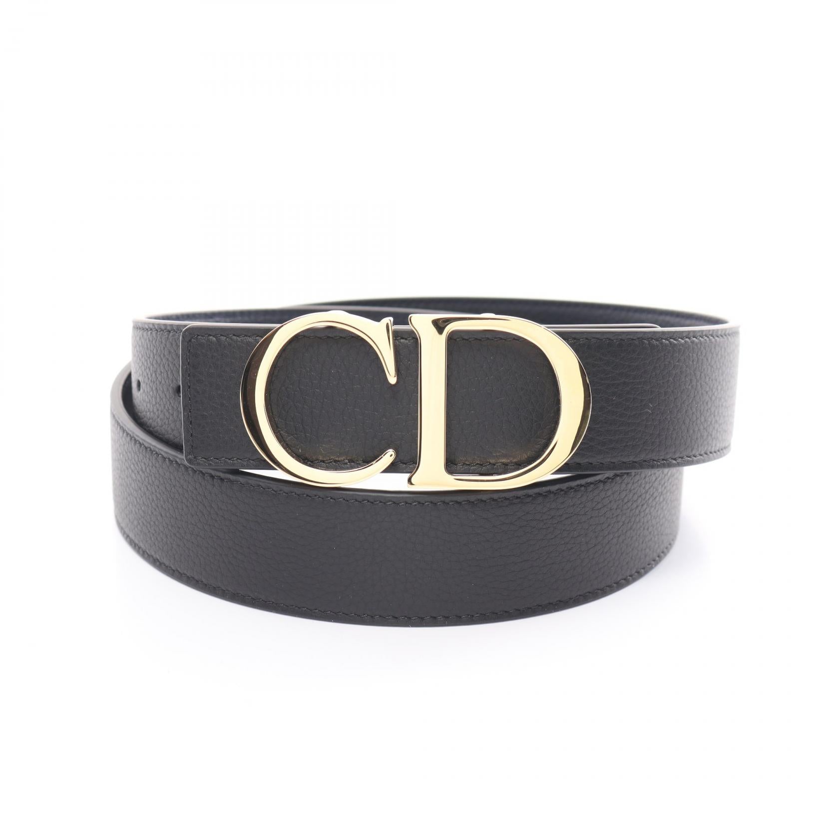 Dior Leather CD Logo Belt Black/Navy