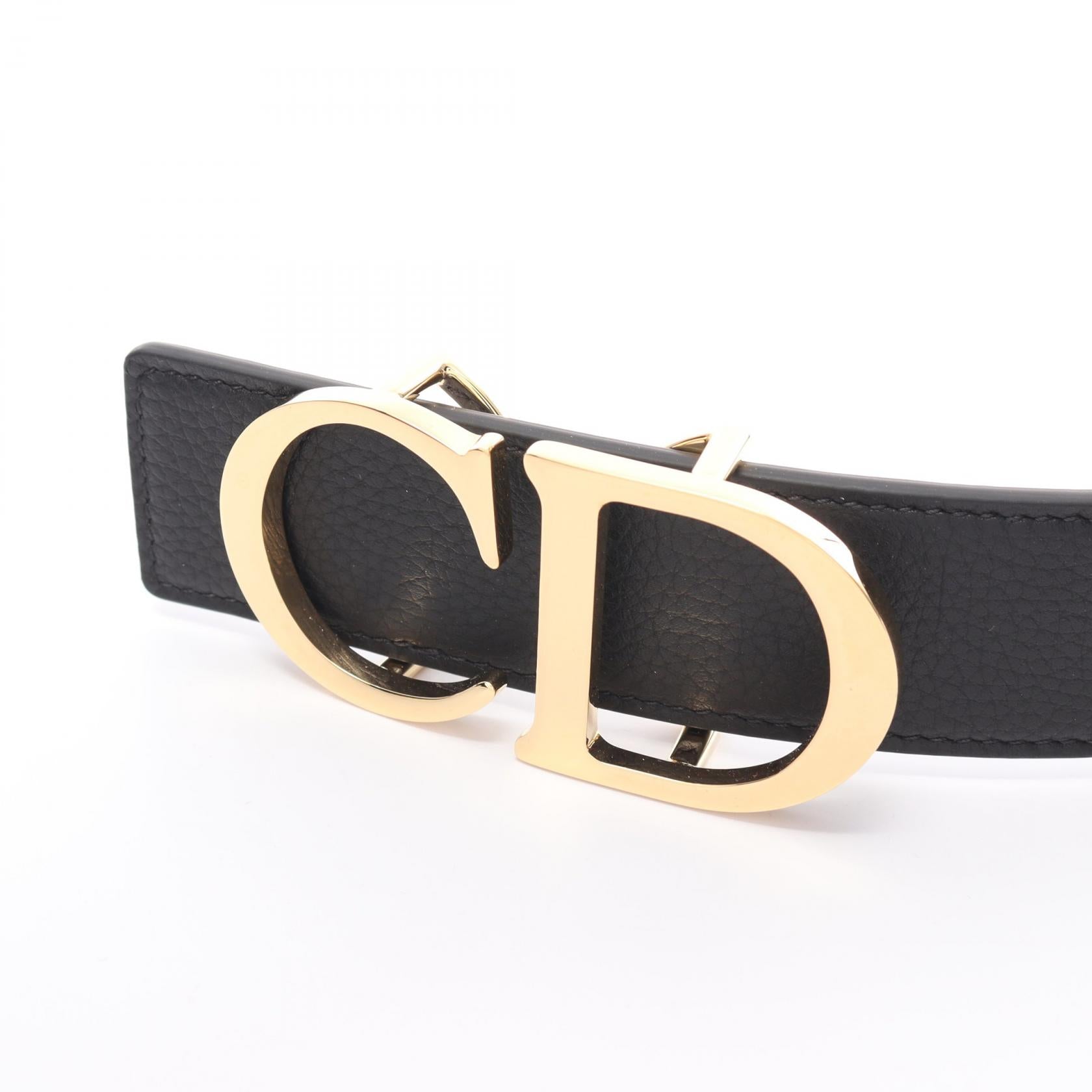 Dior Leather CD Logo Belt Black/Navy