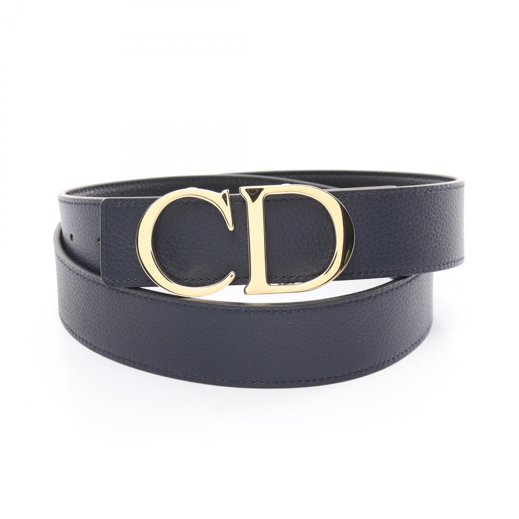 Dior Leather CD Logo Belt Black/Navy