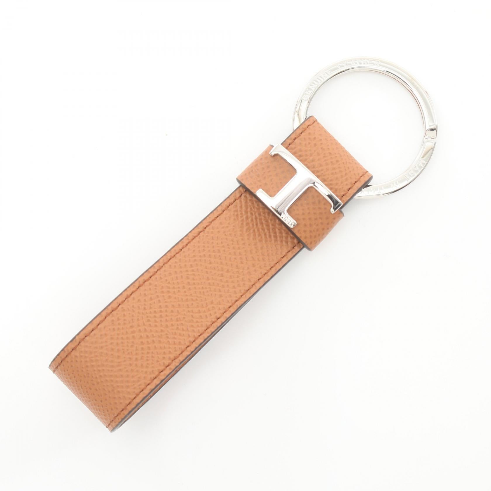 Tod's Leather Metal T Logo Keychain