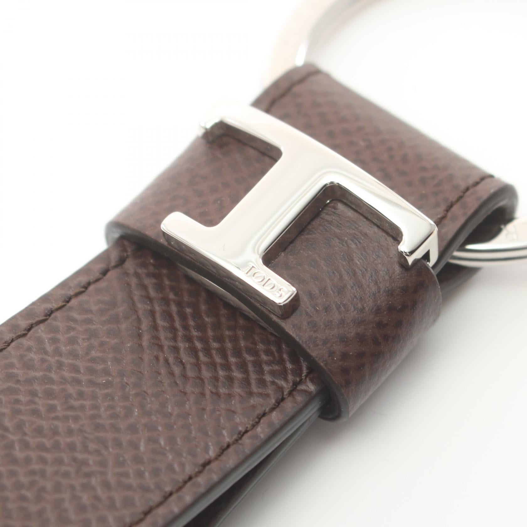 Tod's Leather Metal T Logo Keychain