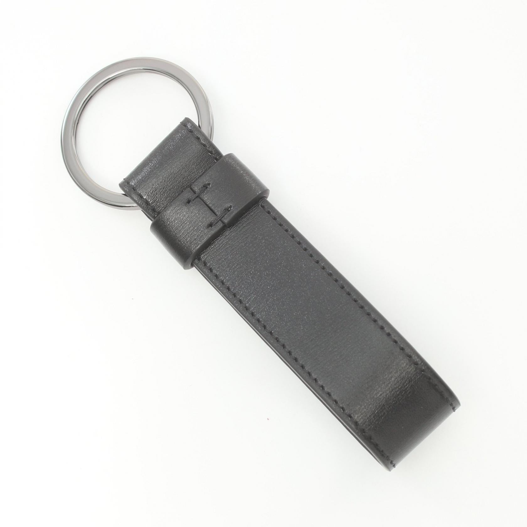 Tod's T Logo Leather Metal Keychain