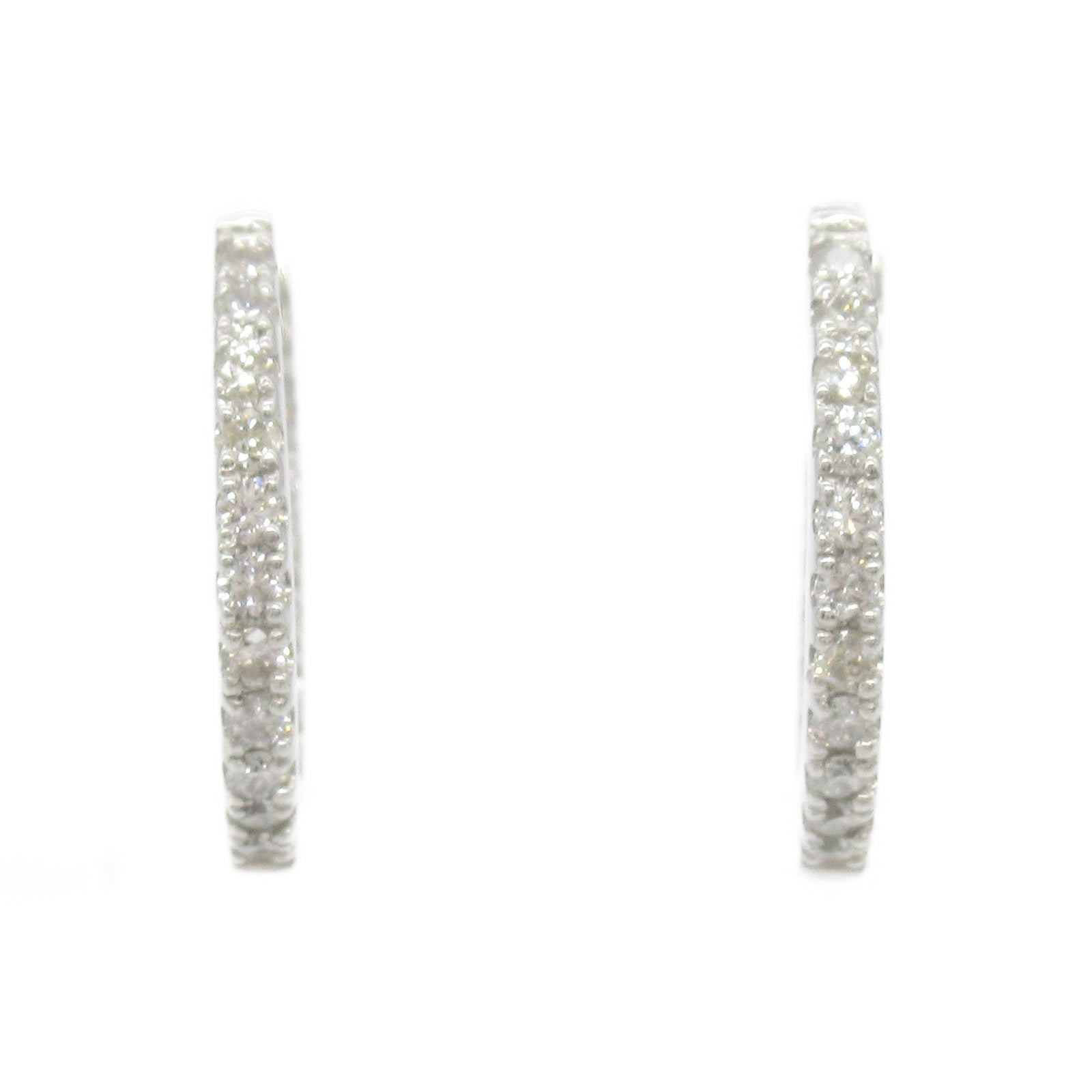 LuxUness Platinum Diamond Hoop Earrings  Metal Earrings in Great Condition