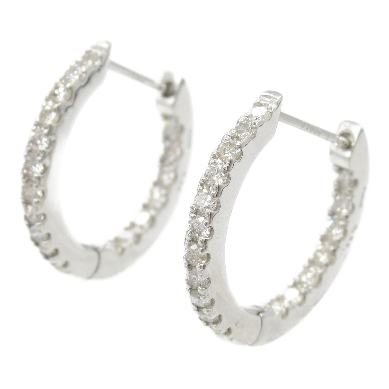 LuxUness Platinum Diamond Hoop Earrings  Metal Earrings in Great Condition