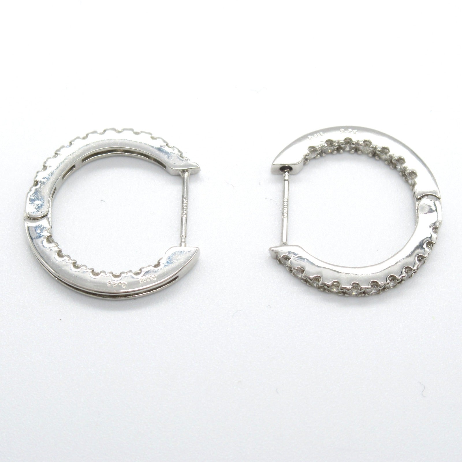 LuxUness Platinum Diamond Hoop Earrings  Metal Earrings in Great Condition