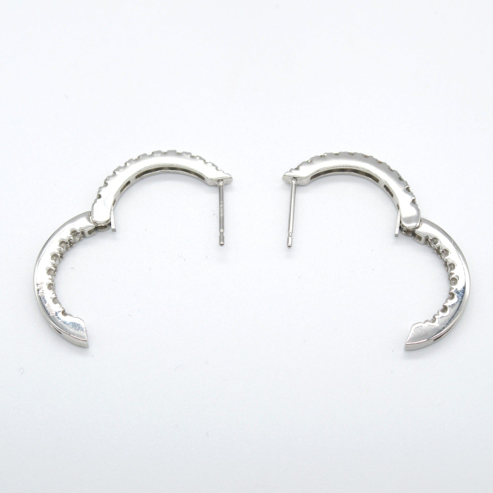 LuxUness Platinum Diamond Hoop Earrings  Metal Earrings in Great Condition