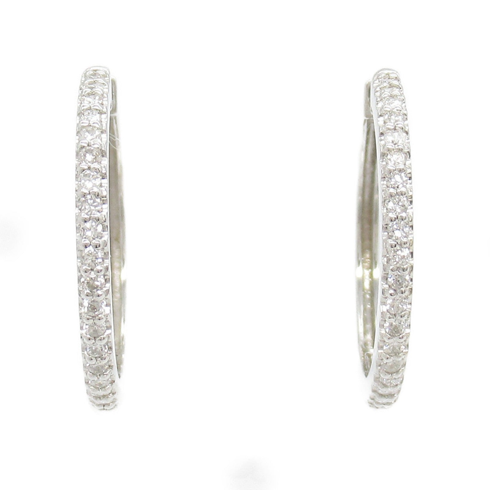 LuxUness 18K Diamond Hoop Earrings  Metal Earrings in Great Condition