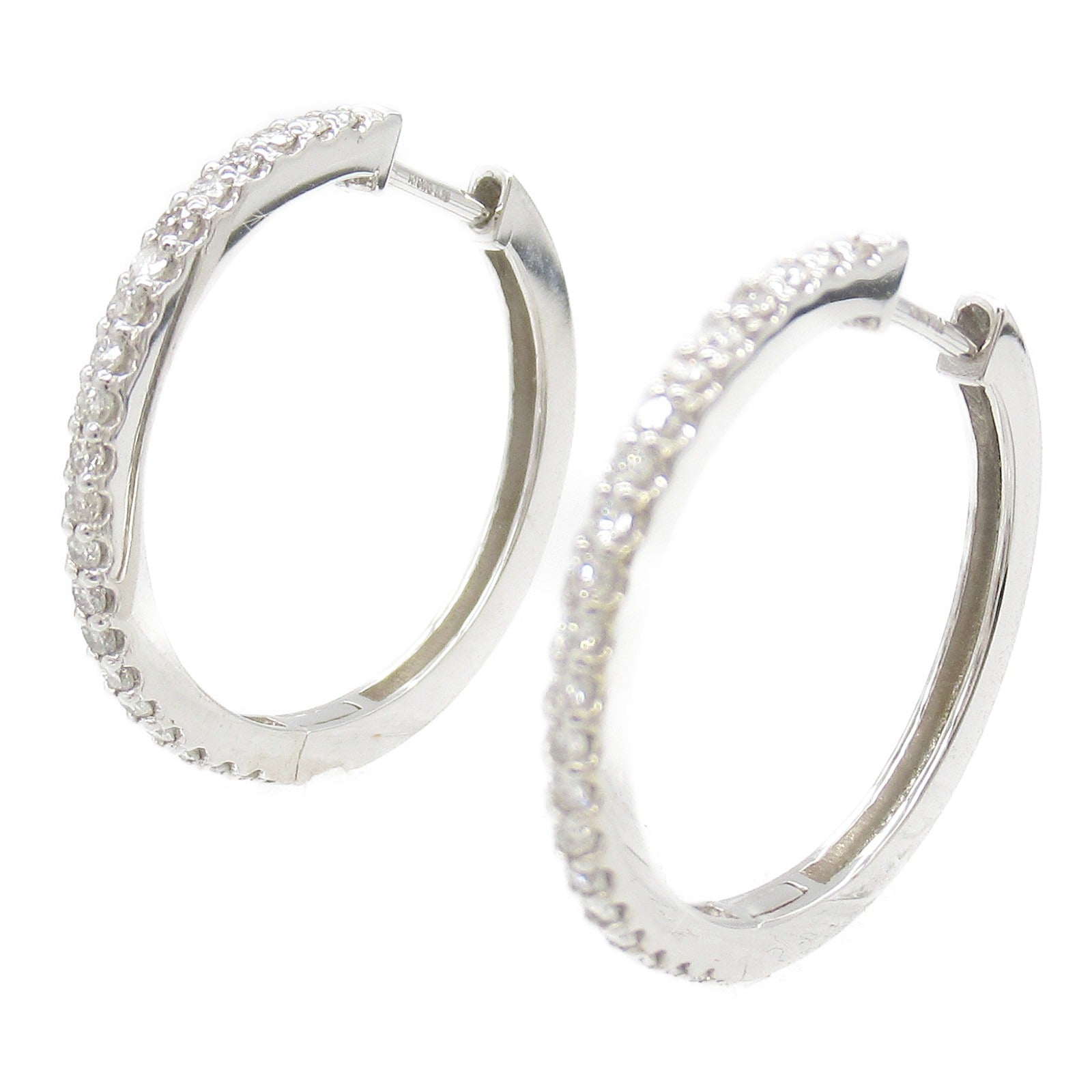 LuxUness 18K Diamond Hoop Earrings  Metal Earrings in Great Condition