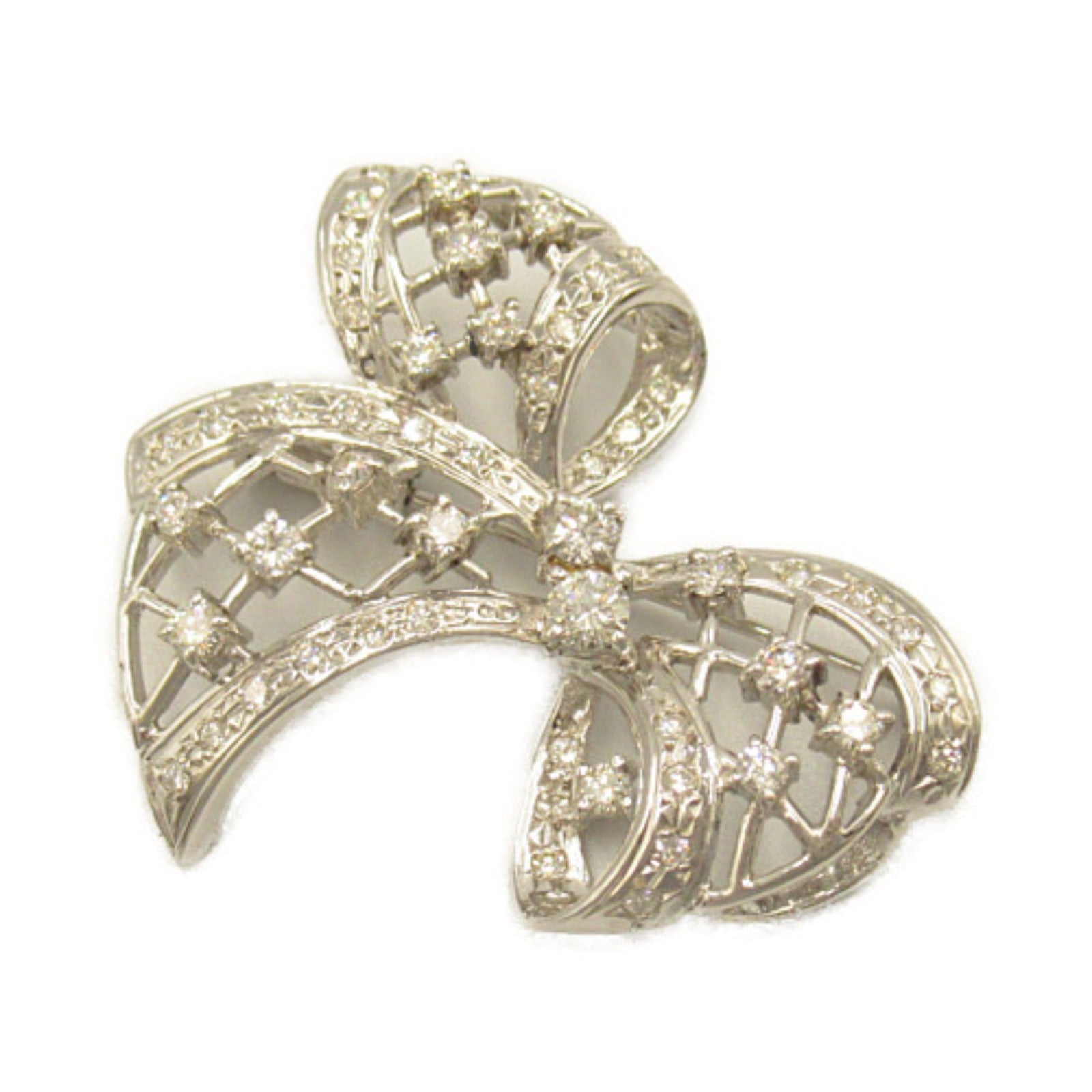 Diamond Brooch K14WG Jewelry