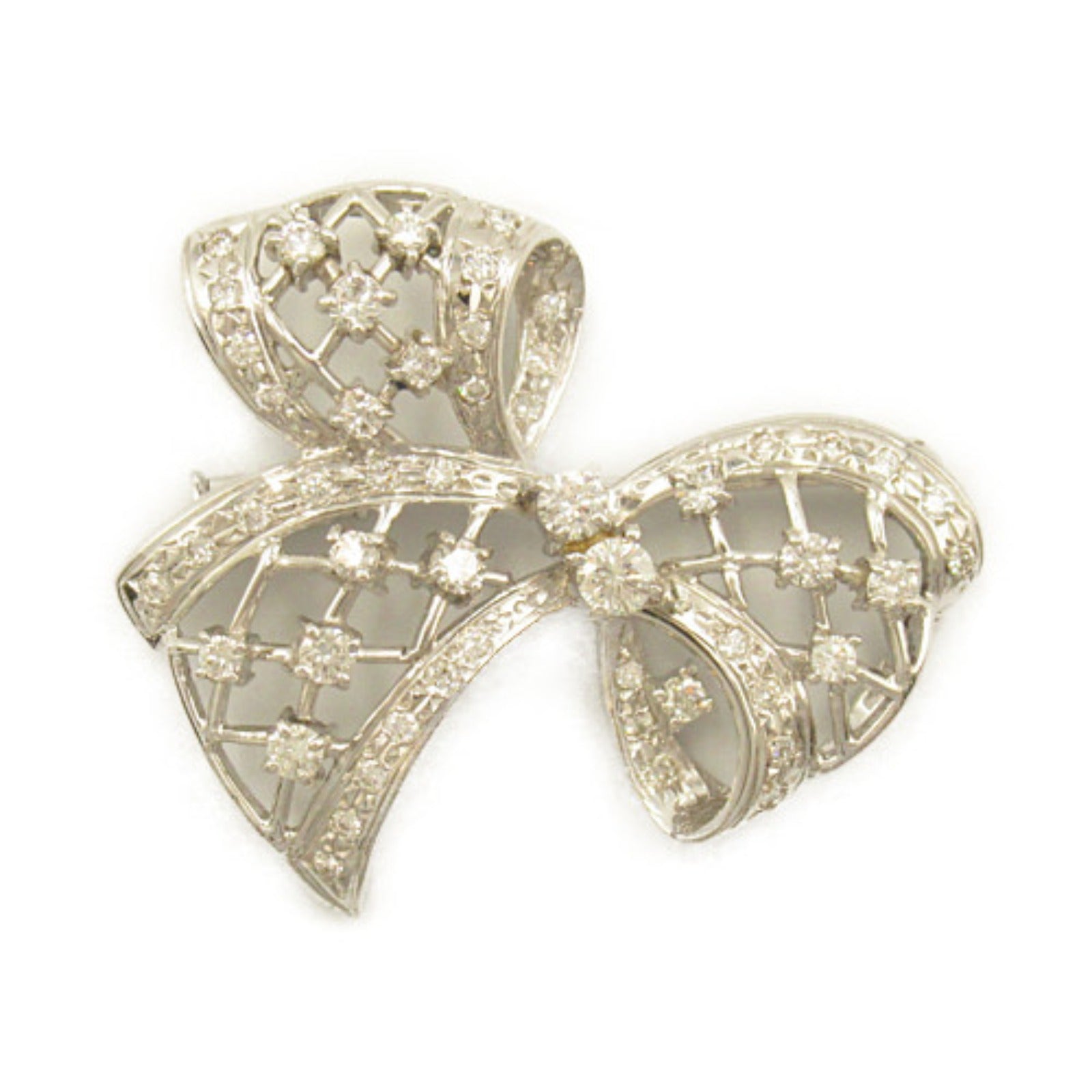 Diamond Brooch K14WG Jewelry