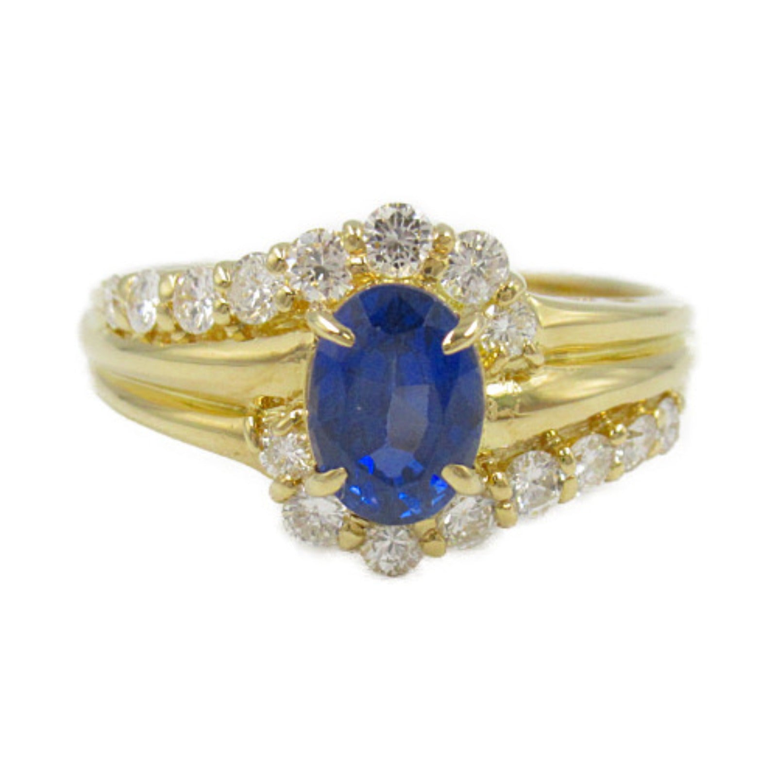 Sapphire Diamond Ring K18 Yellow Gold