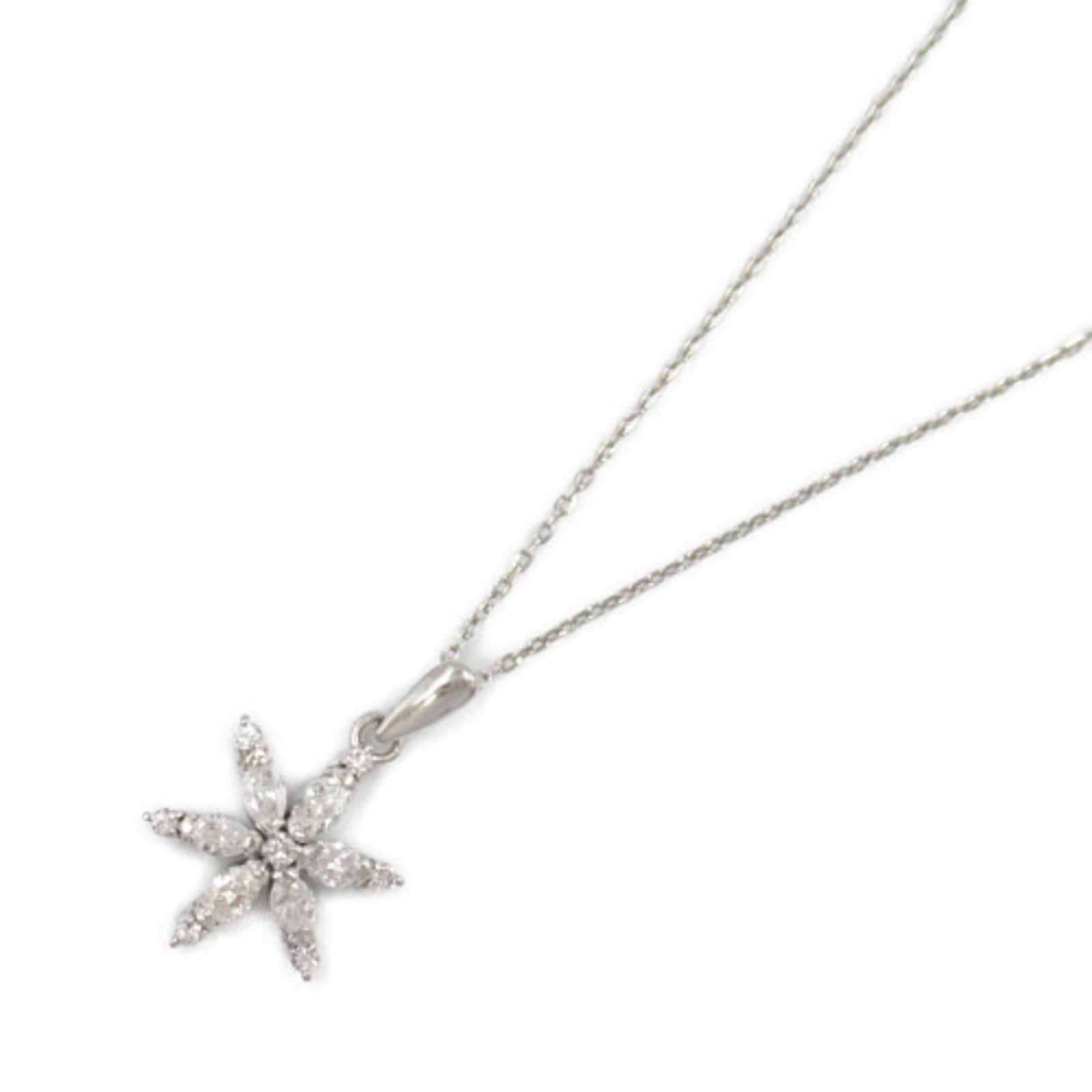 LuxUness Platinum Diamond Starburst Necklace  Metal Necklace in Great Condition