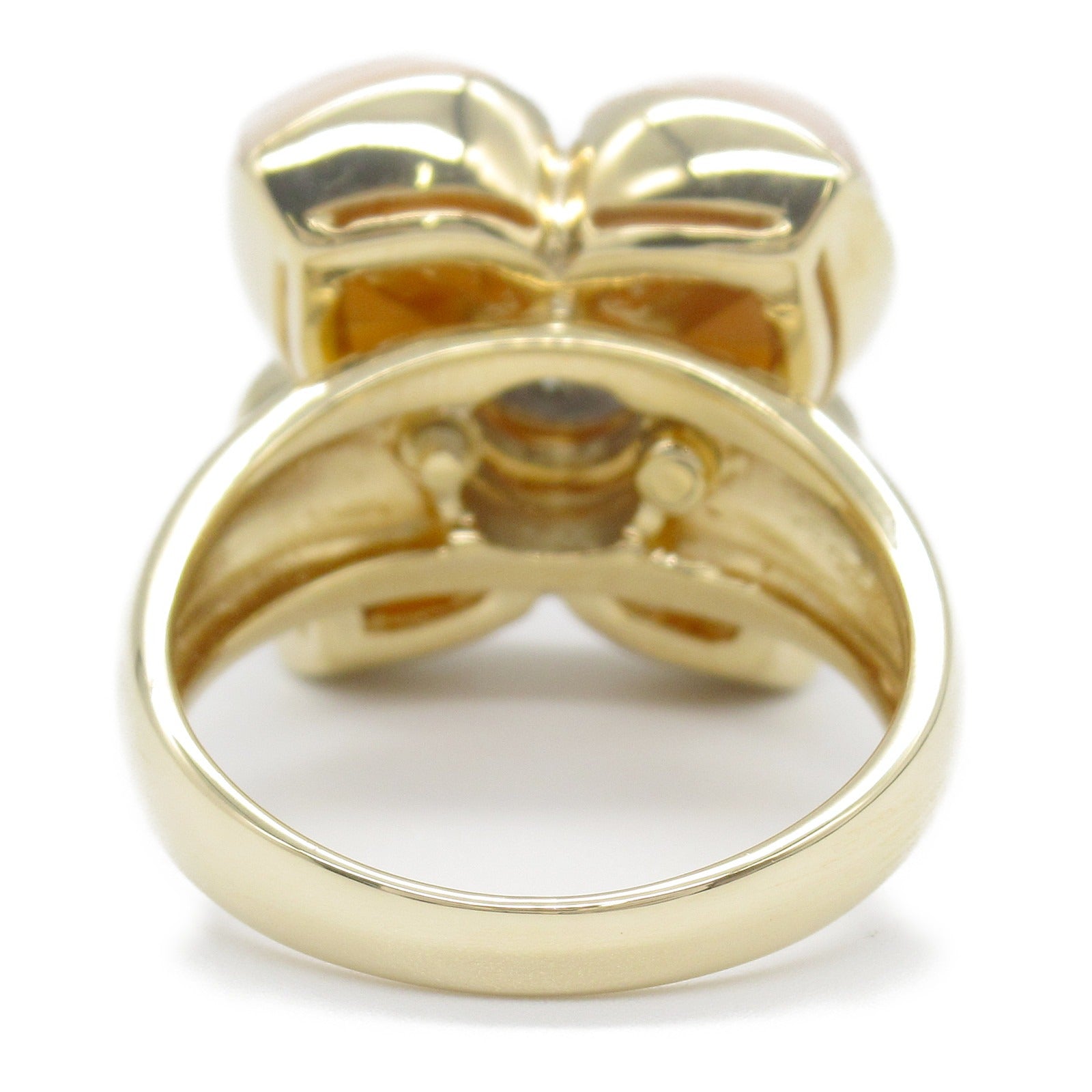 Ponte Vecchio Coral Diamond Ring K18 Yellow Gold