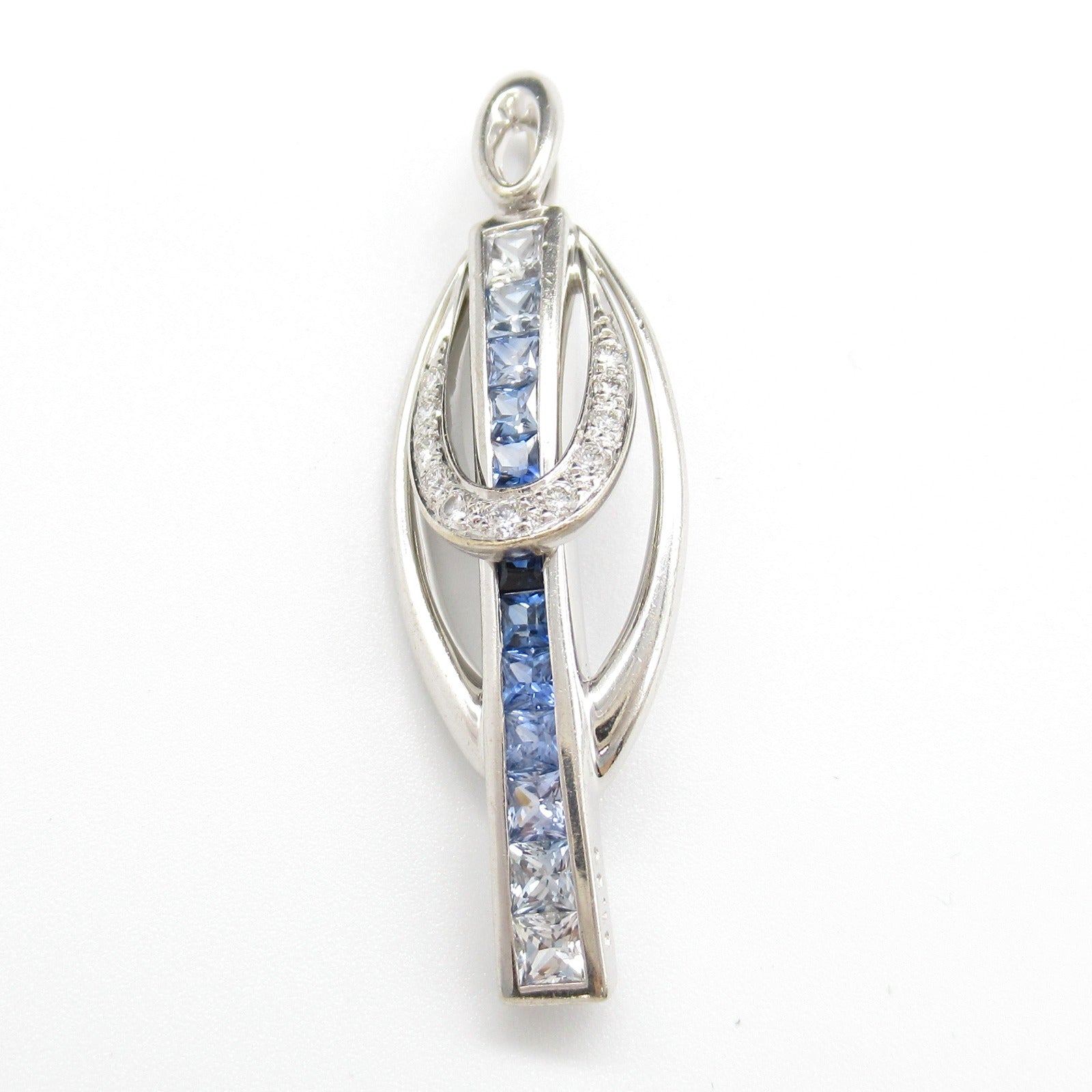 Sapphire Diamond Pendant K18WG White Gold