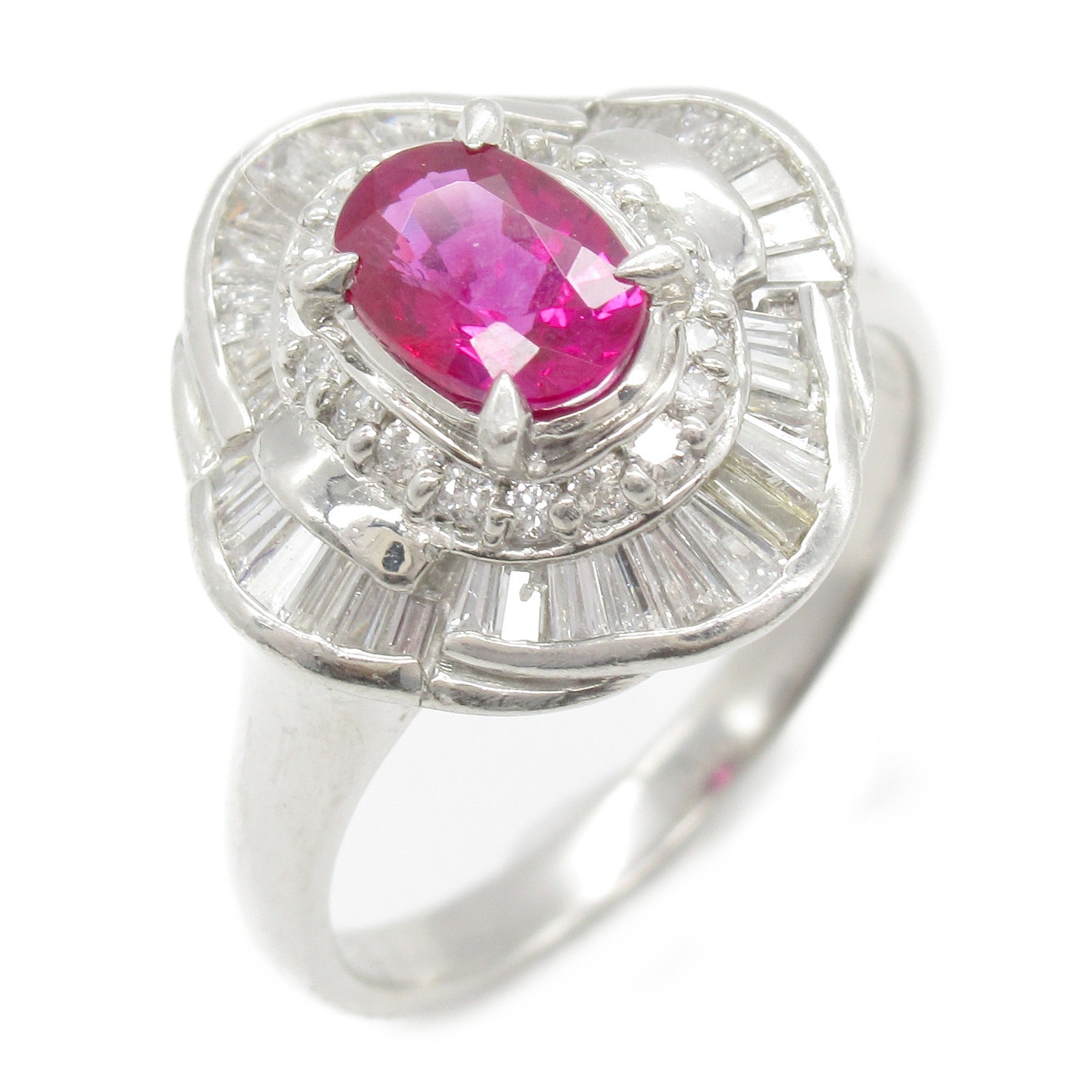 Ruby Diamond Ring Pt900 Platinum Jewelry