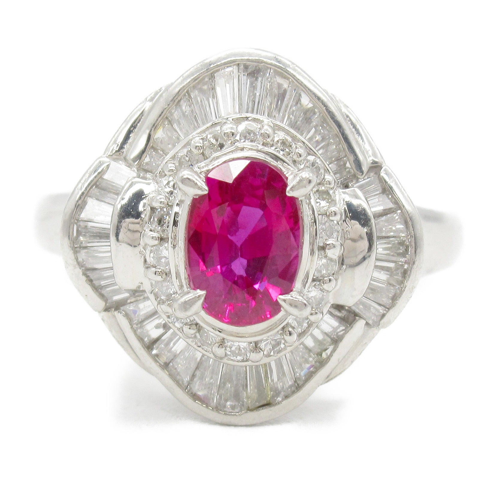 Ruby Diamond Ring Pt900 Platinum Jewelry