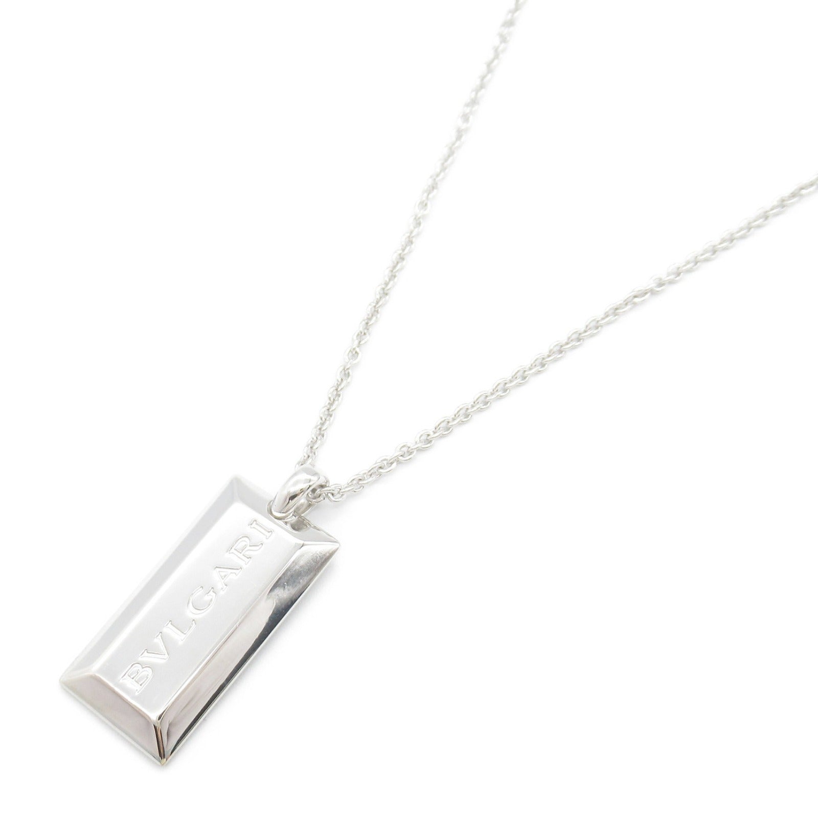 Bvlgari K18WG White Gold Ingot Necklace