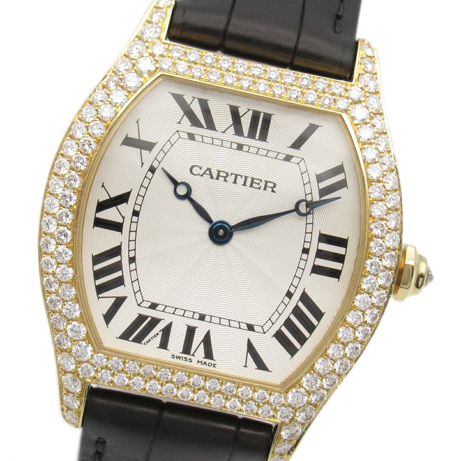 Cartier Tortue LM Diamond Bezel Watch K18 Yellow Gold Leather