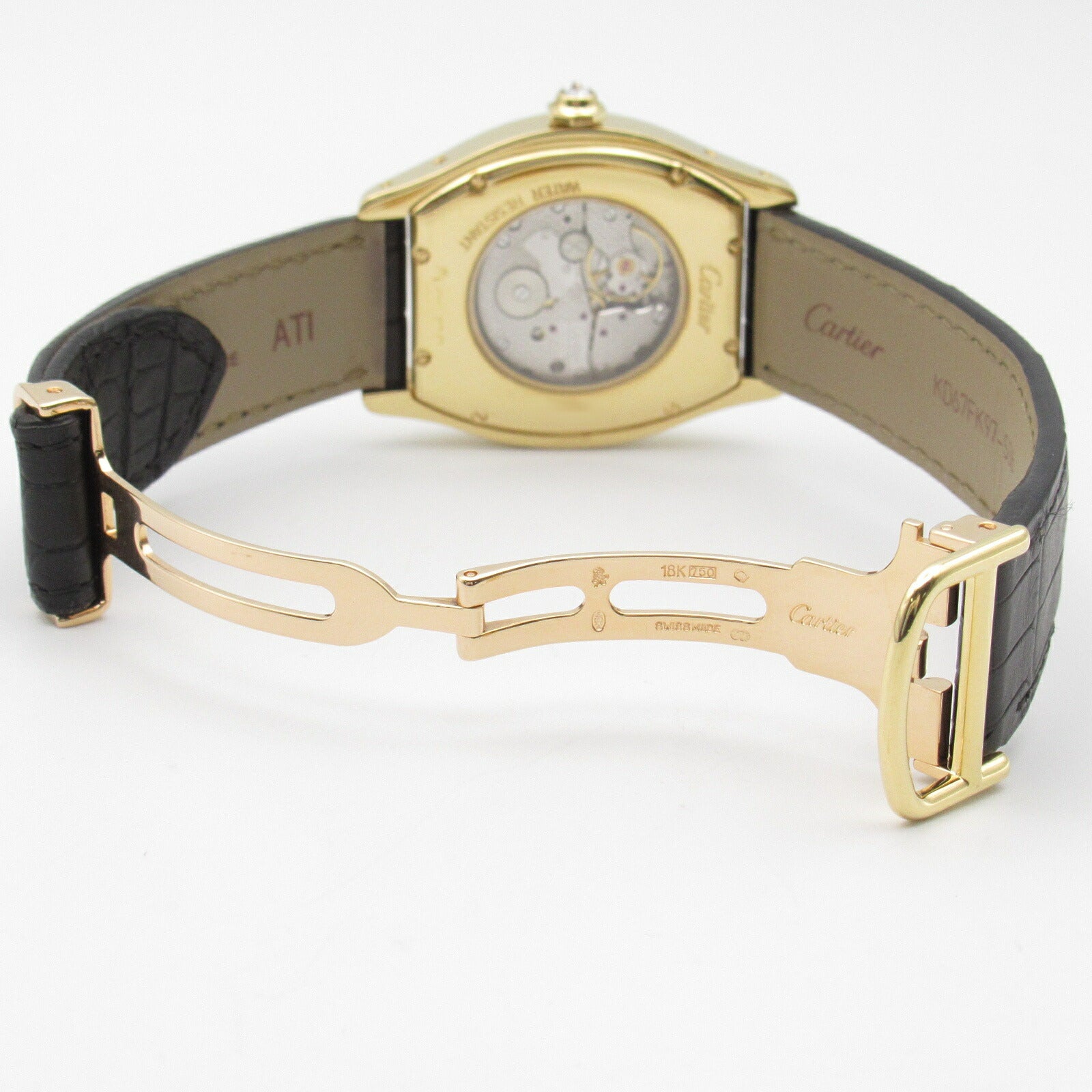 Cartier Tortue LM Diamond Bezel Watch K18 Yellow Gold Leather