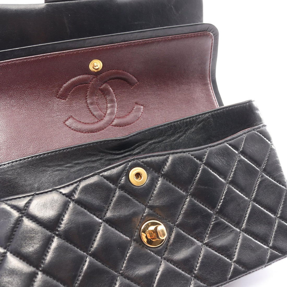 Chanel Lambskin Matelasse W Flap Shoulder Bag