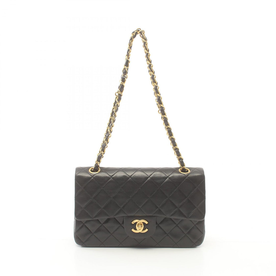 Chanel Matelasse W Flap Shoulder Bag Black