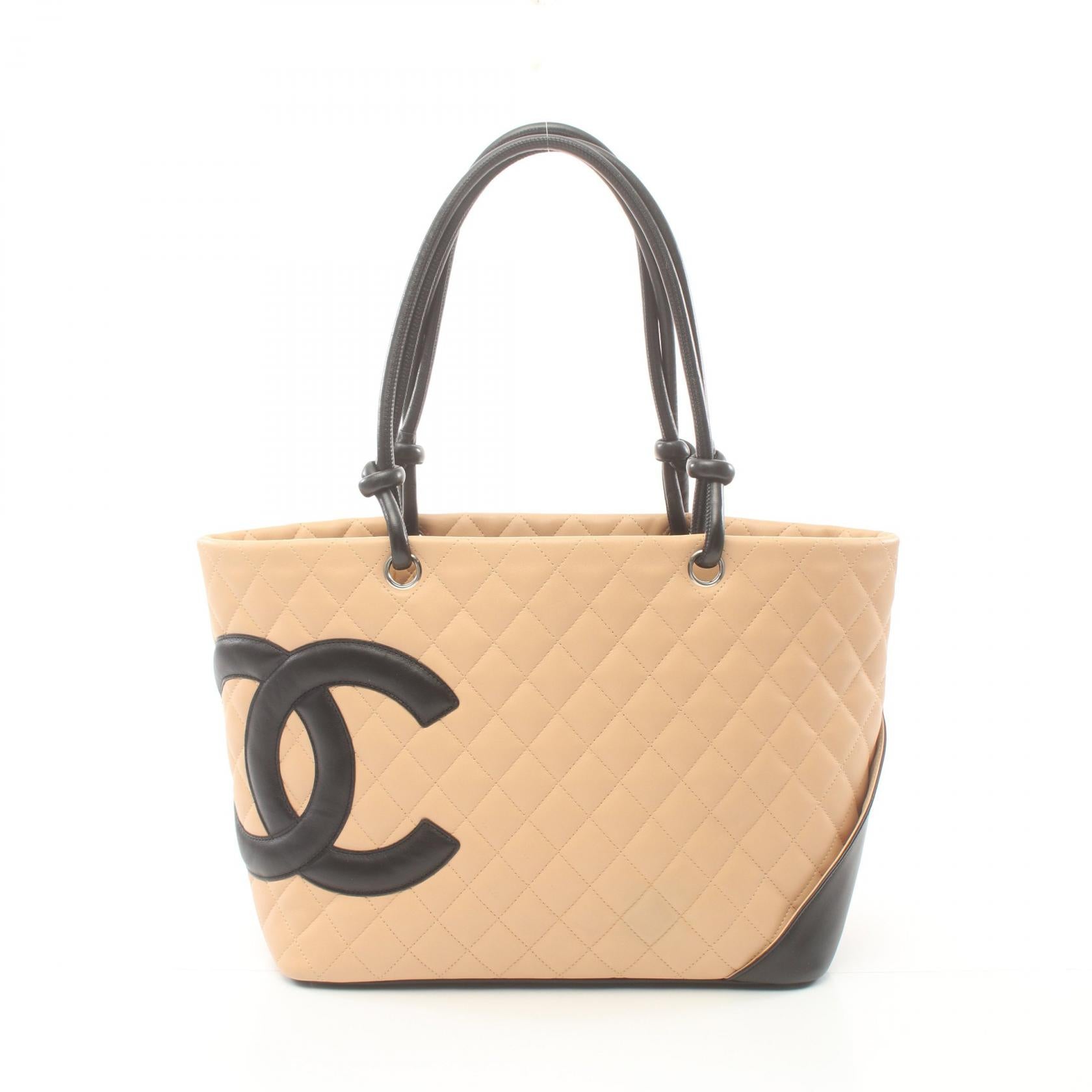 Chanel Cambon Quilted Leather Tote Bag Leather Tote Bag in Great Condition