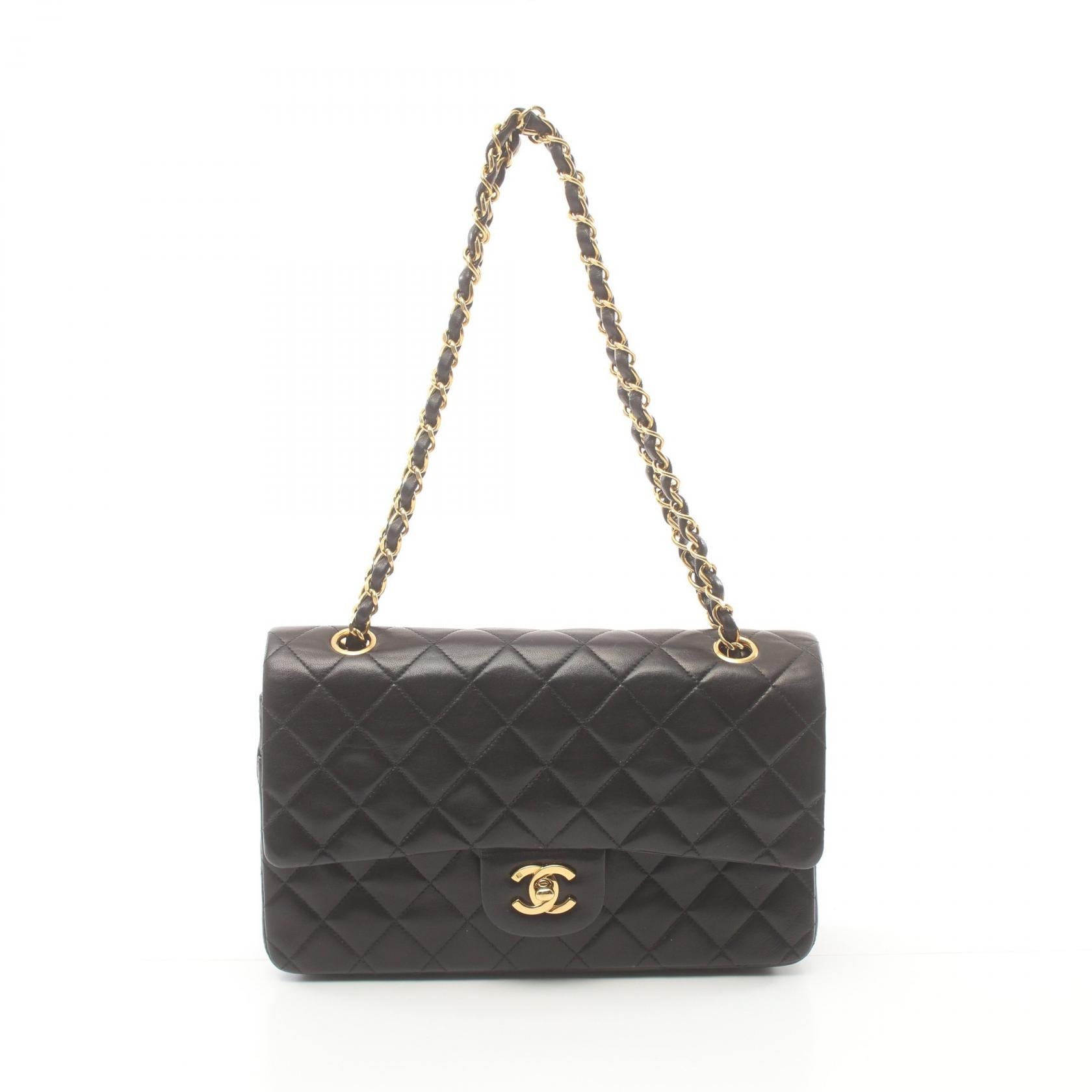 Chanel Lambskin Matelasse W Flap Shoulder Bag