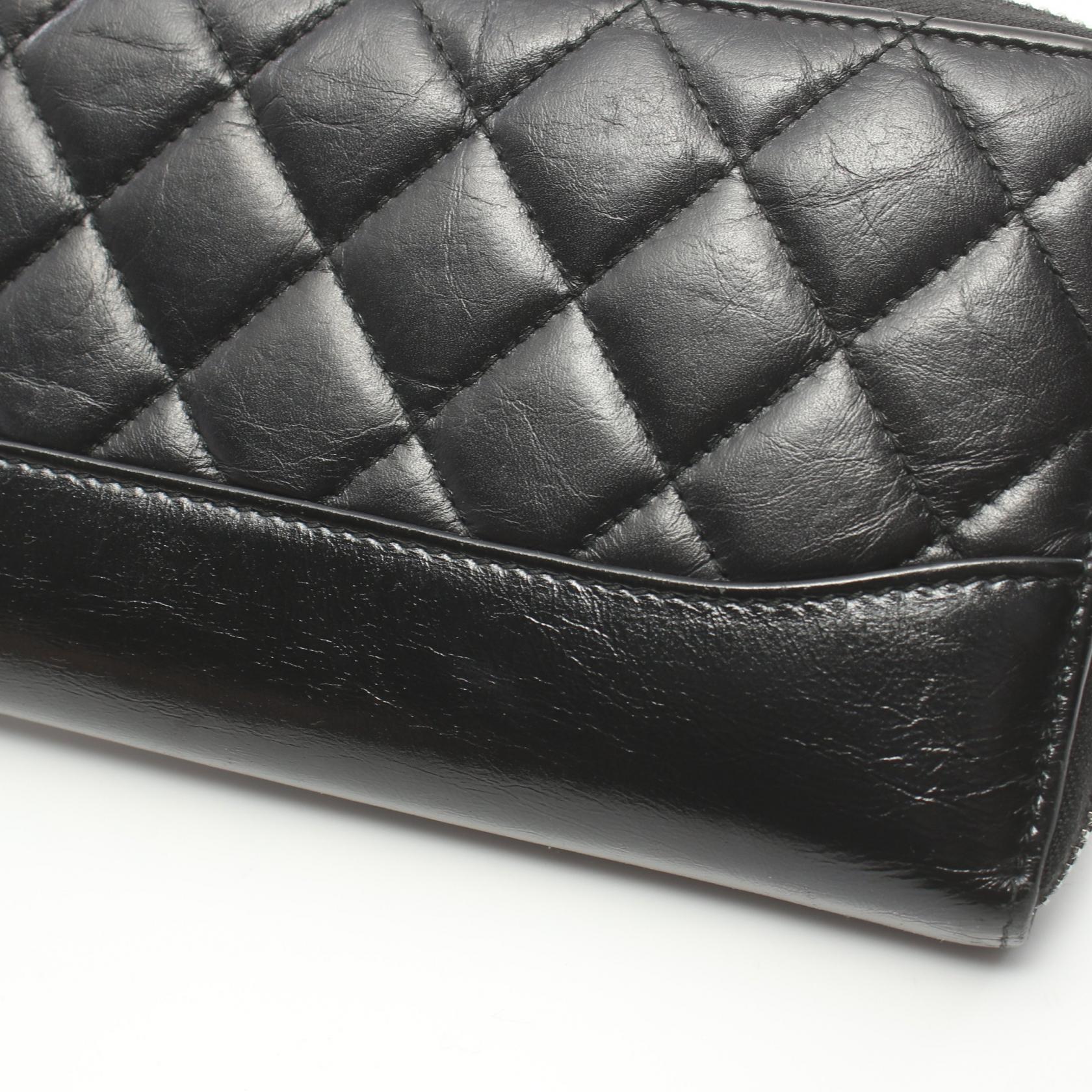 Chanel Matelasse Round Long Wallet Leather Black