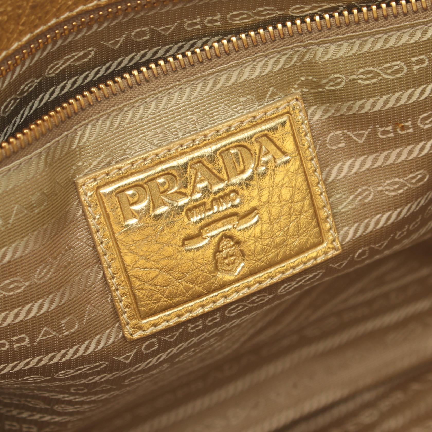 Prada Logo Jacquard Canvas Leather Tote Bag