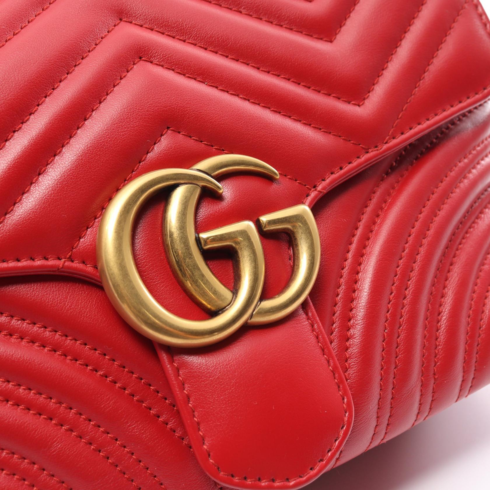 Gucci GG Marmont Top Handle Bag Leather Handbag 498100 in Great Condition