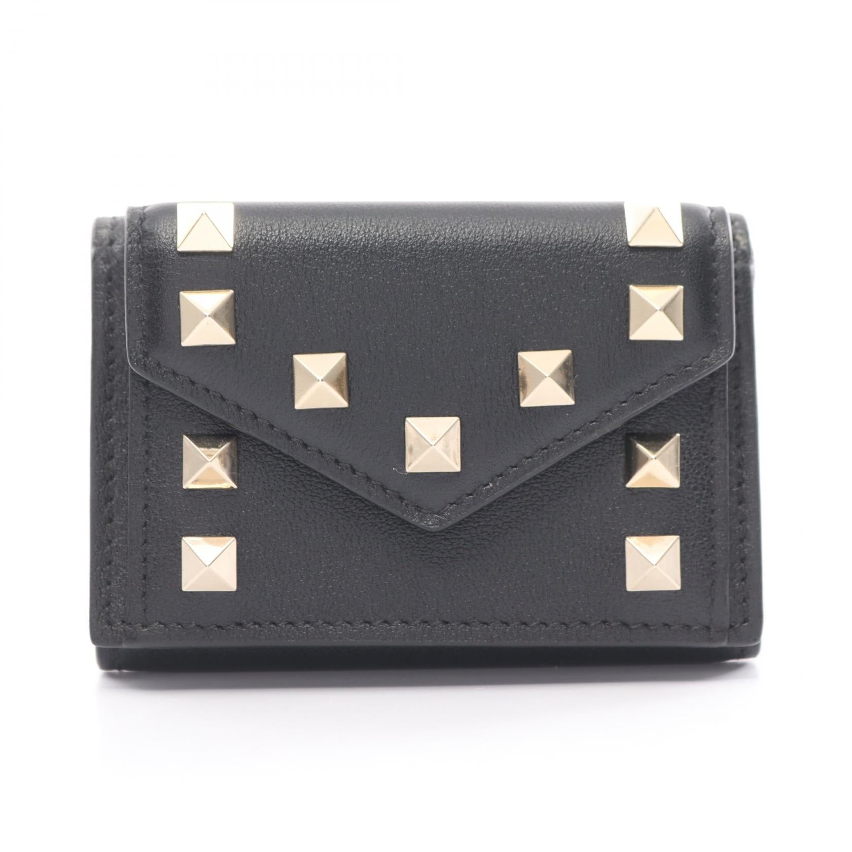 Valentino Rockstud Mini Trifold Wallet Leather Short Wallet 3W2P0Q47BOL in Great Condition