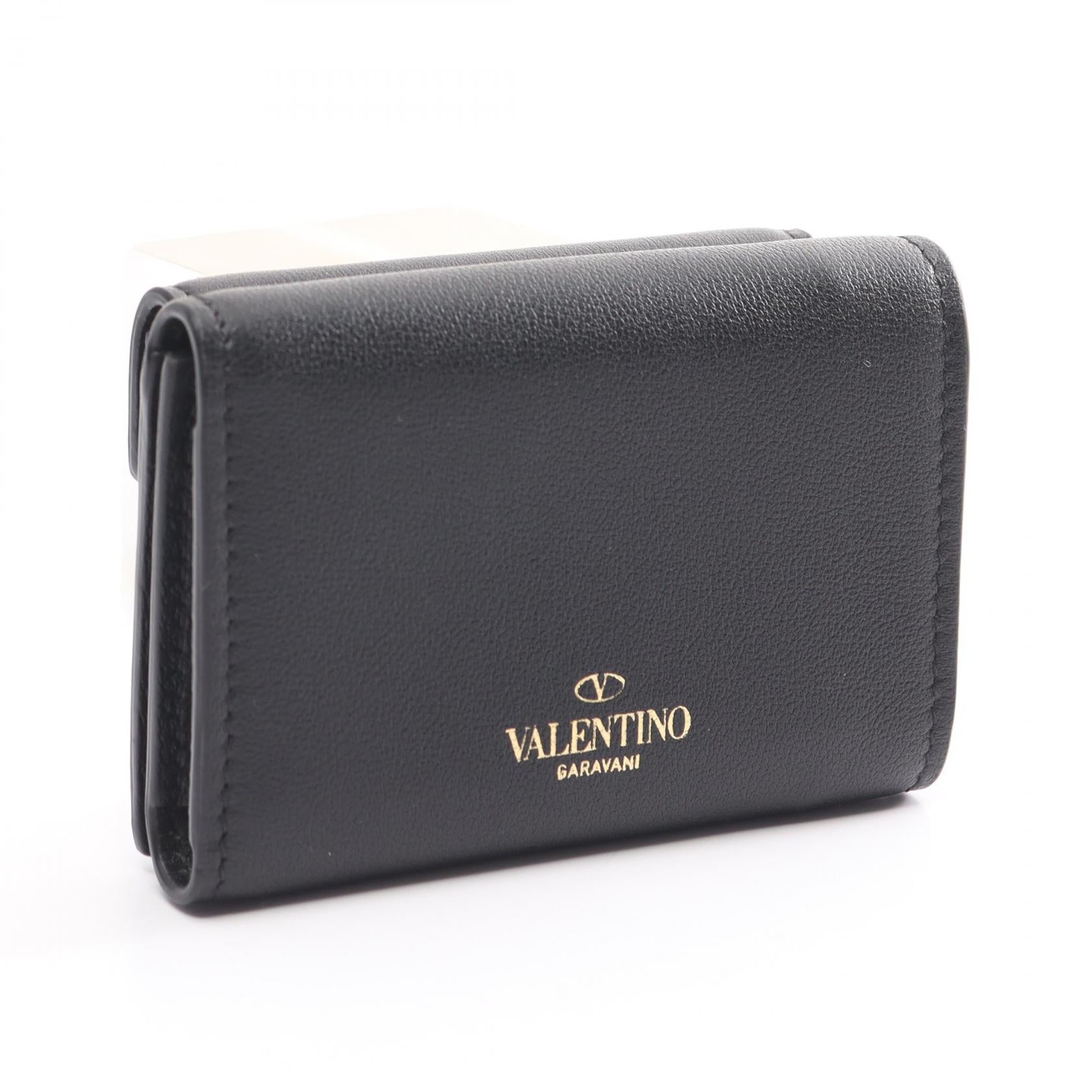 Valentino Rockstud Mini Trifold Wallet Leather Short Wallet 3W2P0Q47BOL in Great Condition