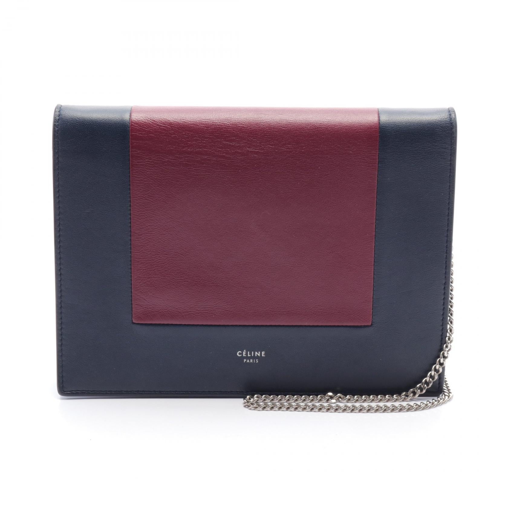 Celine Leather Evening Clutch Shoulder Bag