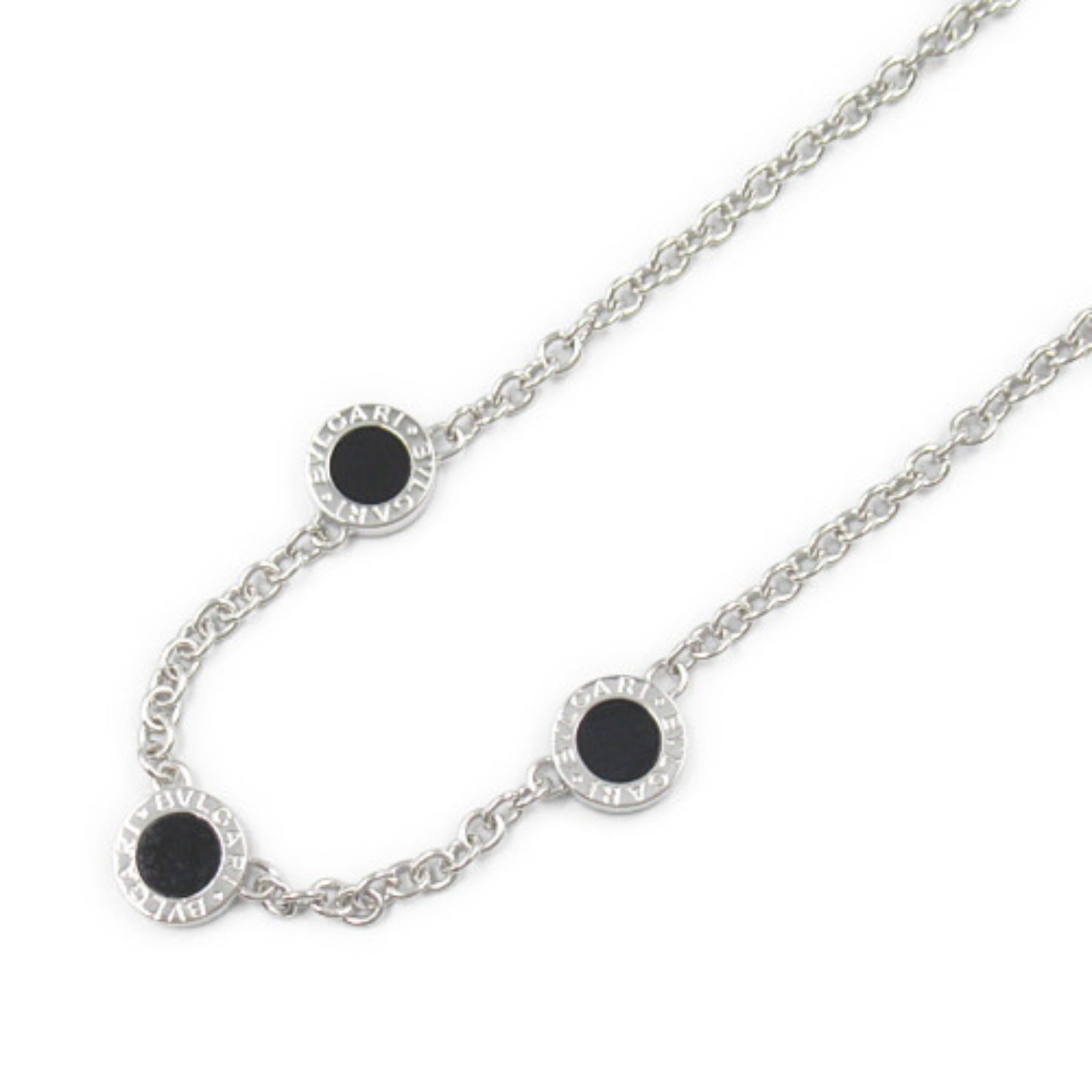 Bvlgari Onyx Diamond Necklace K18WG White Gold