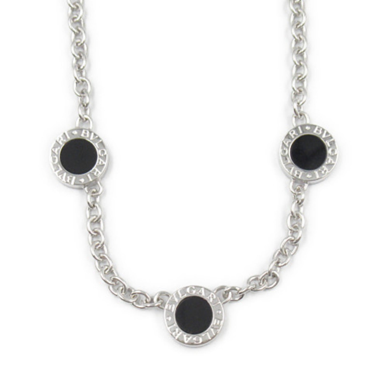 Bvlgari Onyx Diamond Necklace K18WG White Gold