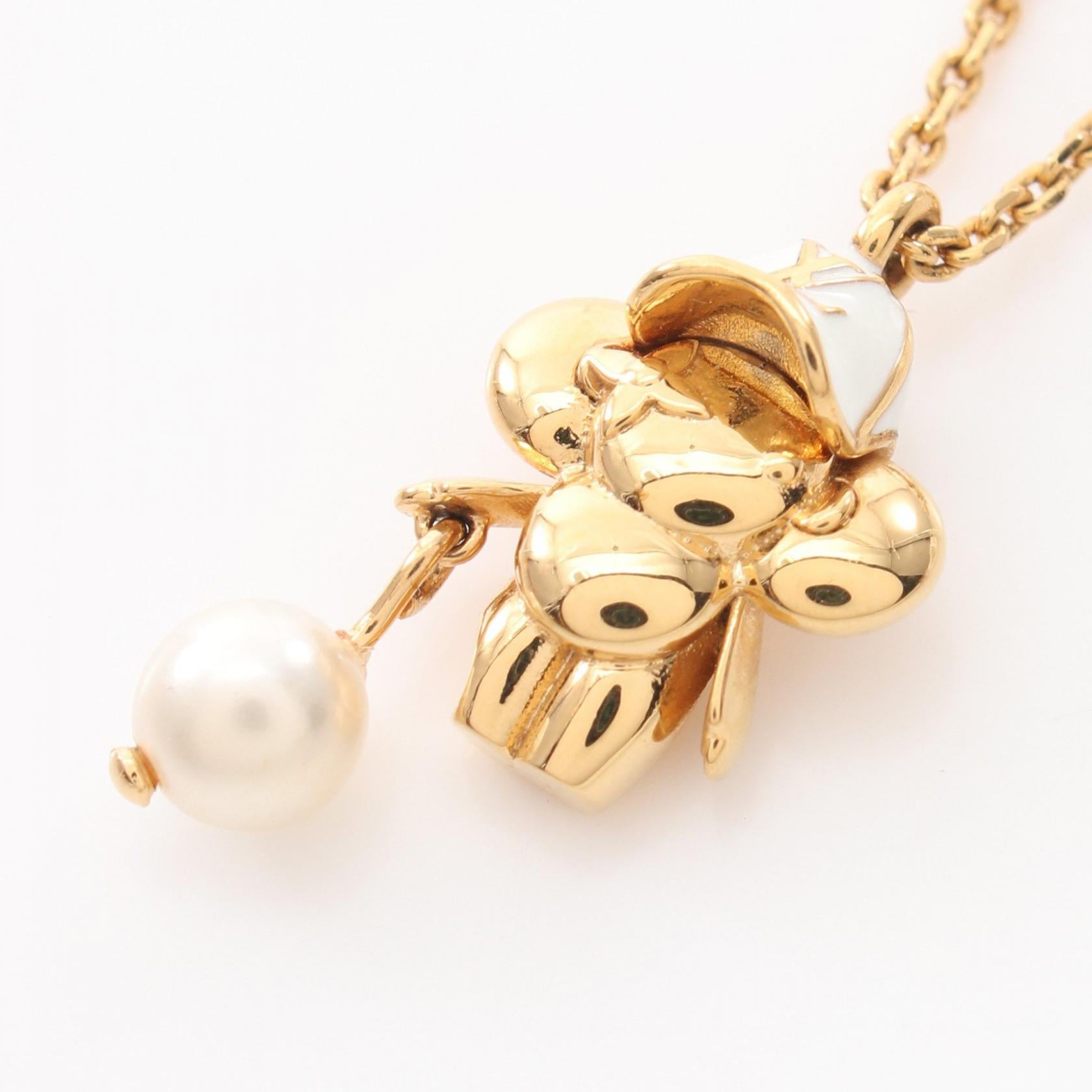 Louis Vuitton Vivienne Necklace Gold Plated Pearl