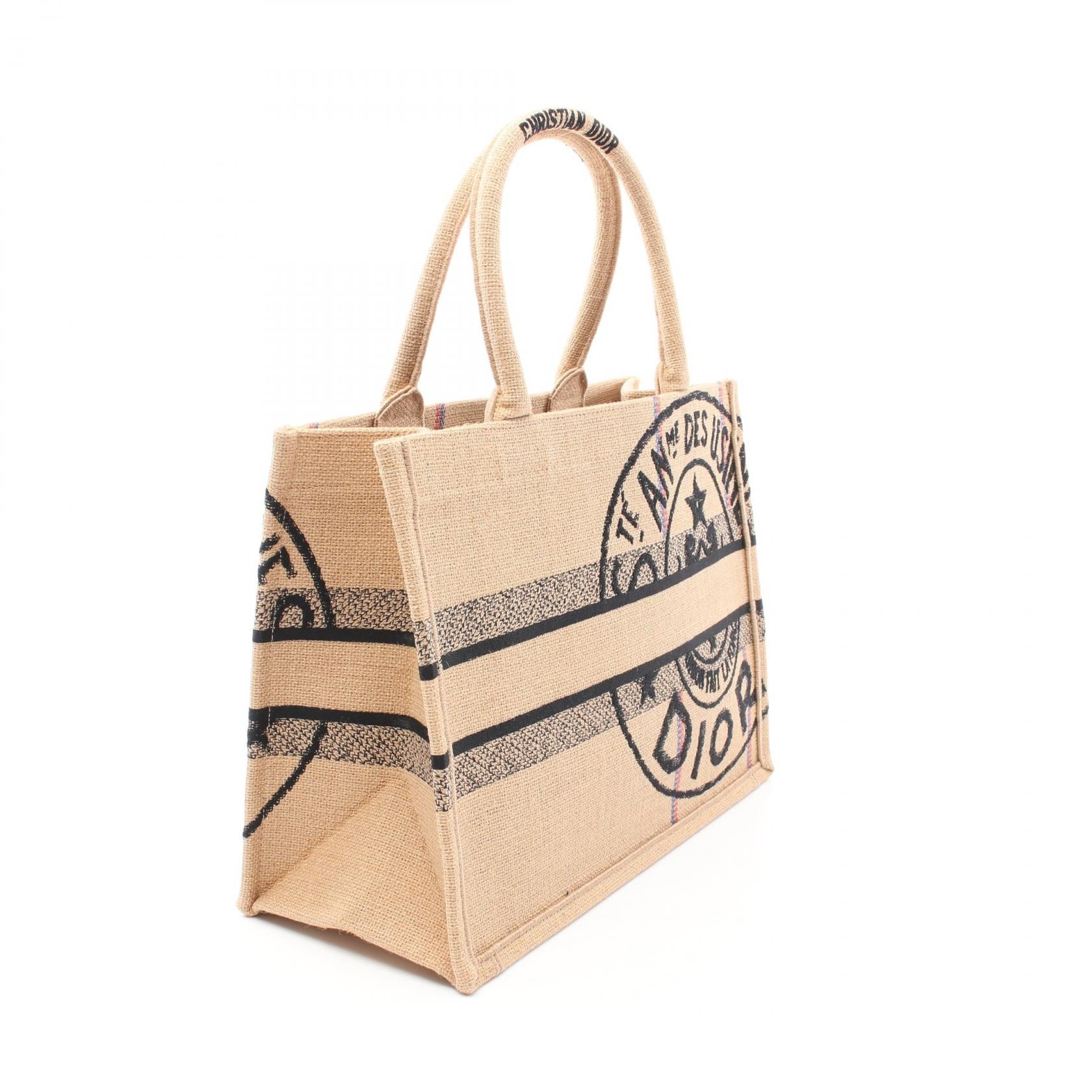 Dior Book Tote Medium Jute Canvas Bag