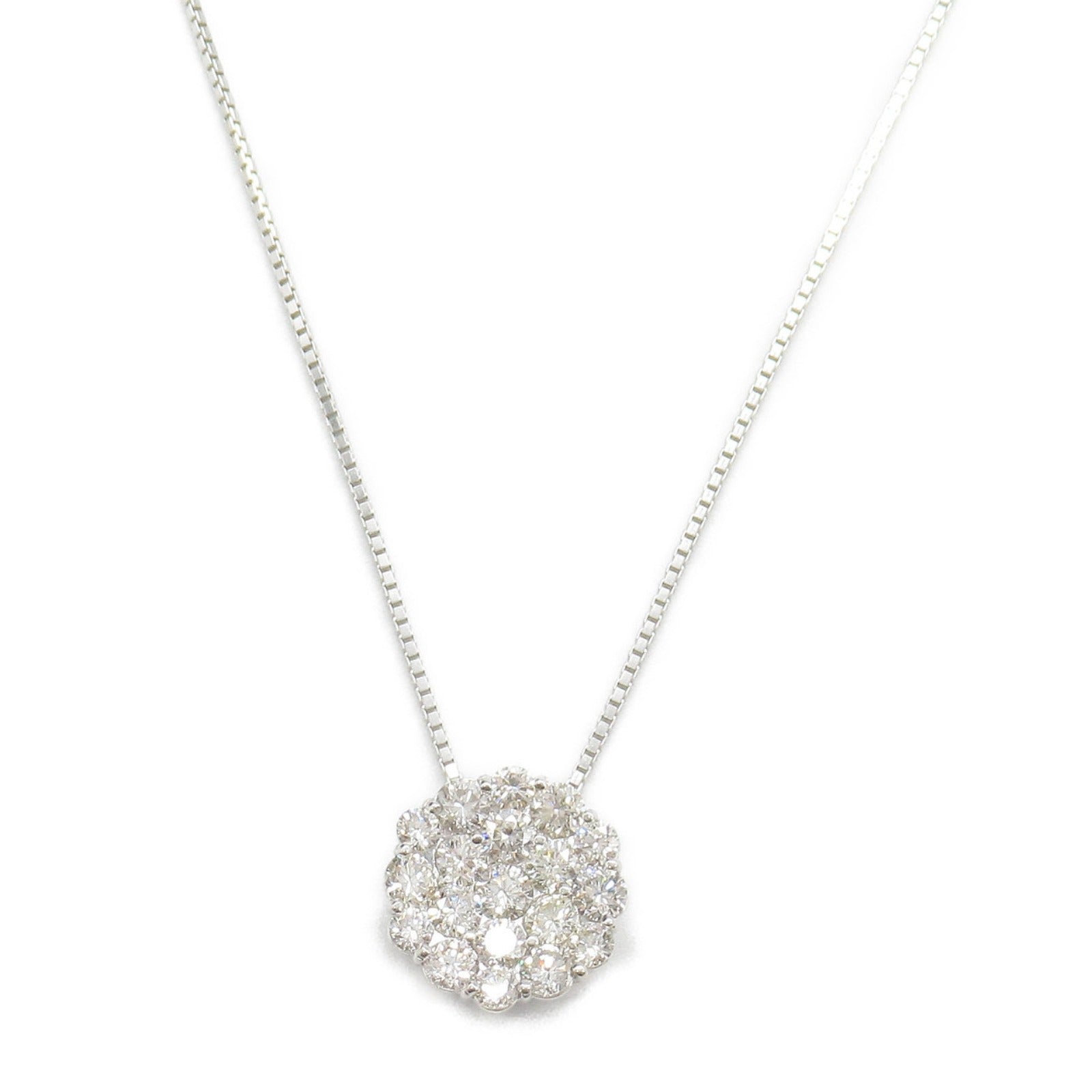 K18WG White Gold Diamond Necklace Jewelry