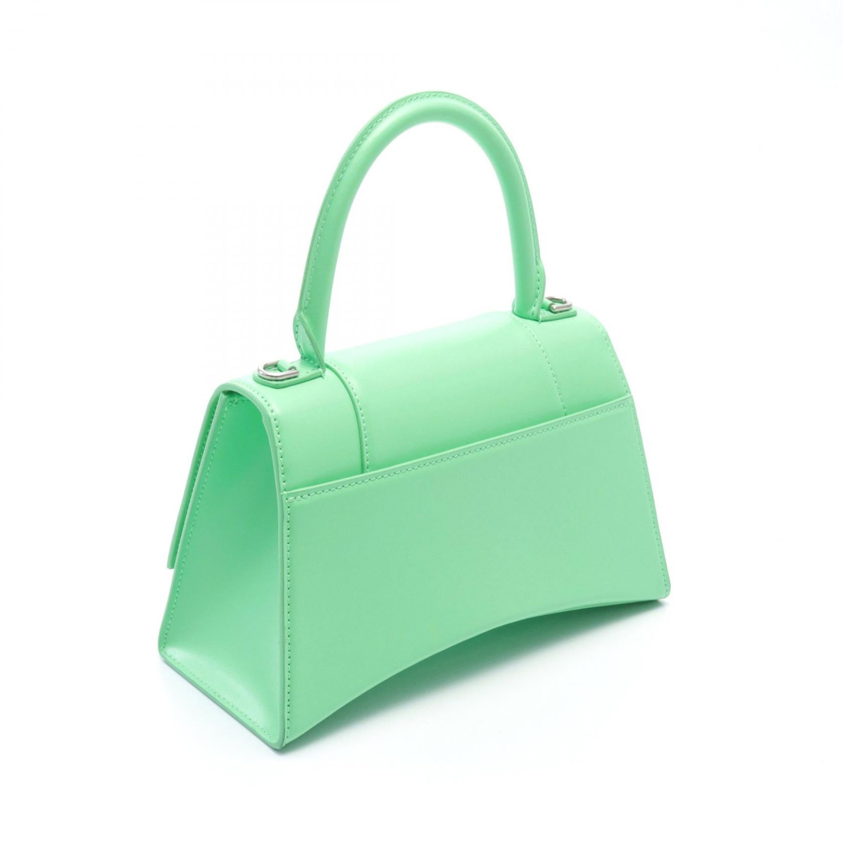 Balenciaga Hourglass Small Leather Handbag Green