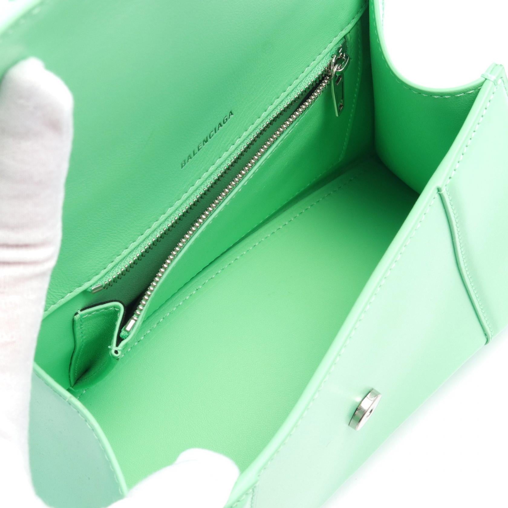 Balenciaga Hourglass Small Leather Handbag Green