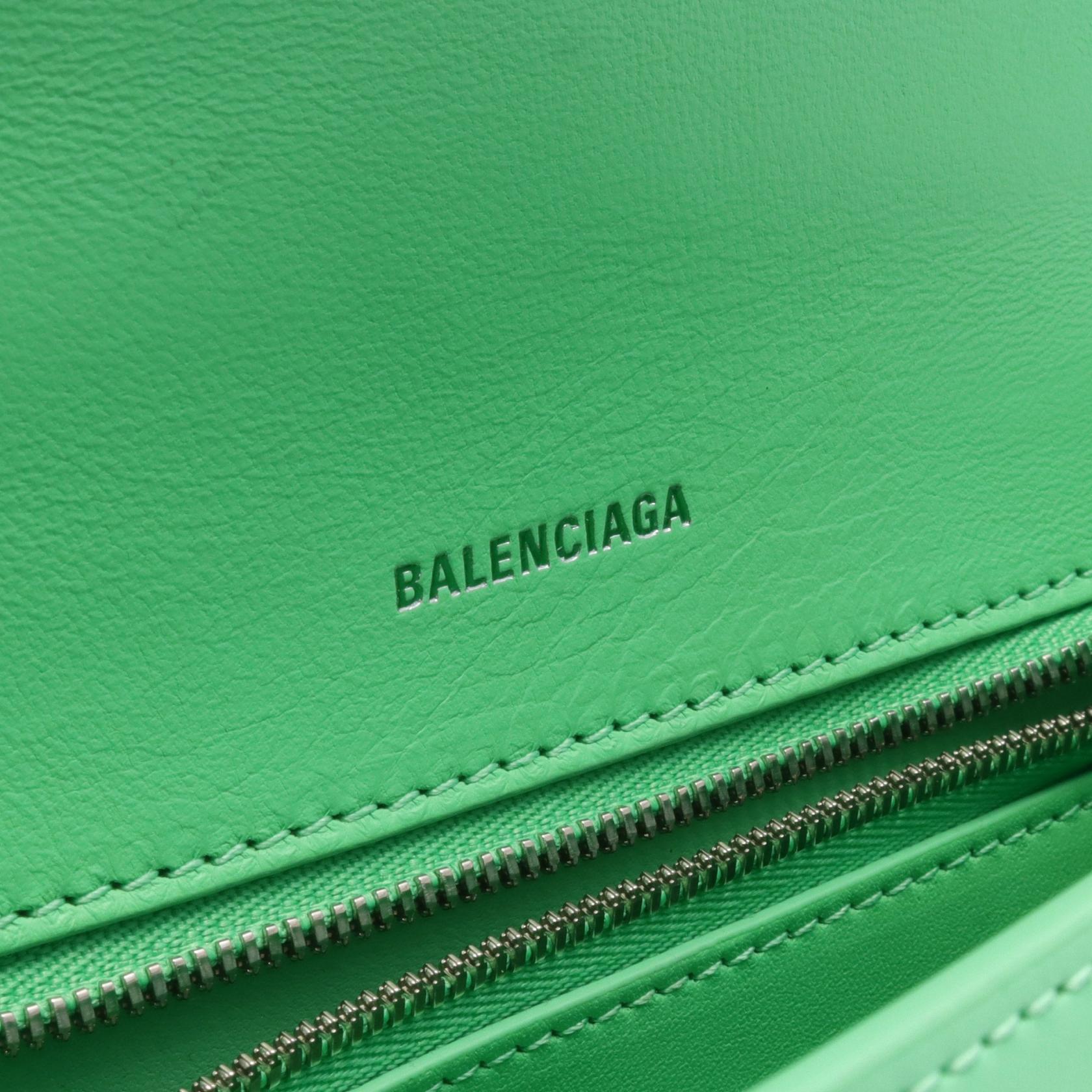 Balenciaga Hourglass Small Leather Handbag Green