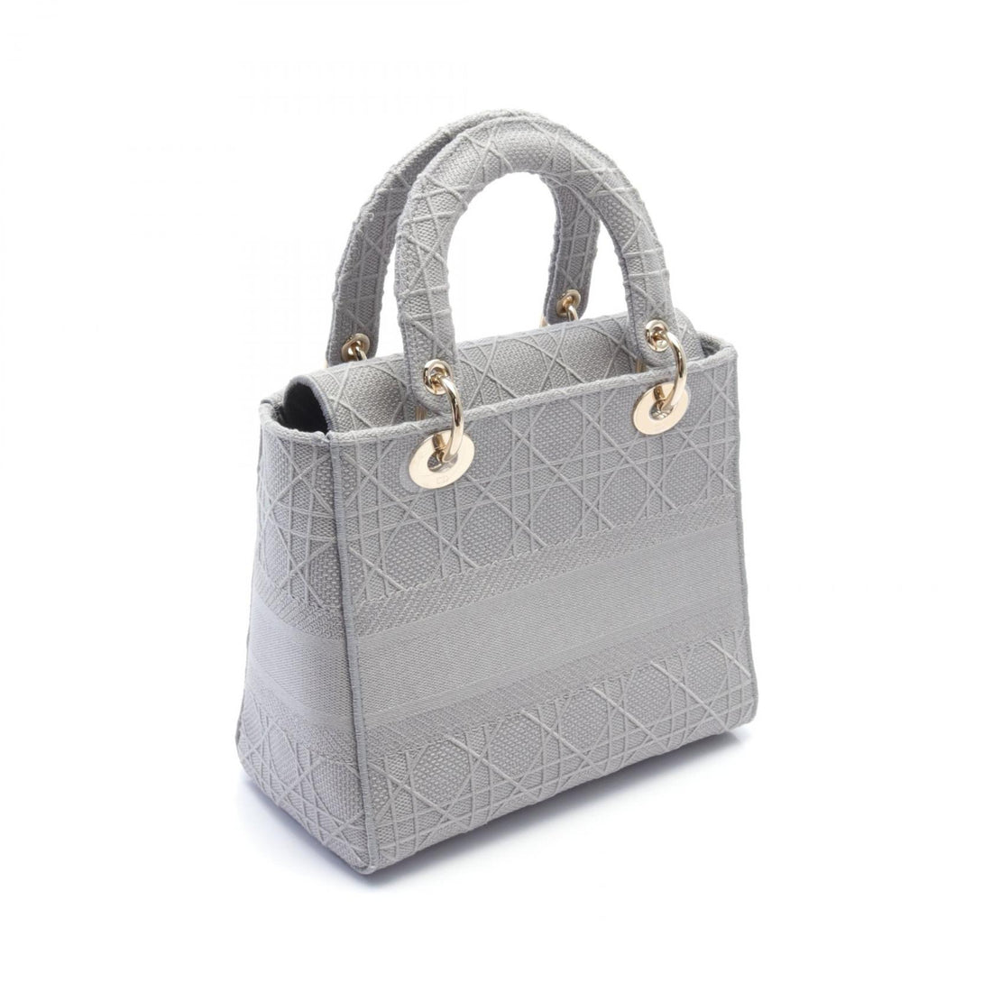 Dior Lady D-Lite Medium Canvas Handbag Gray