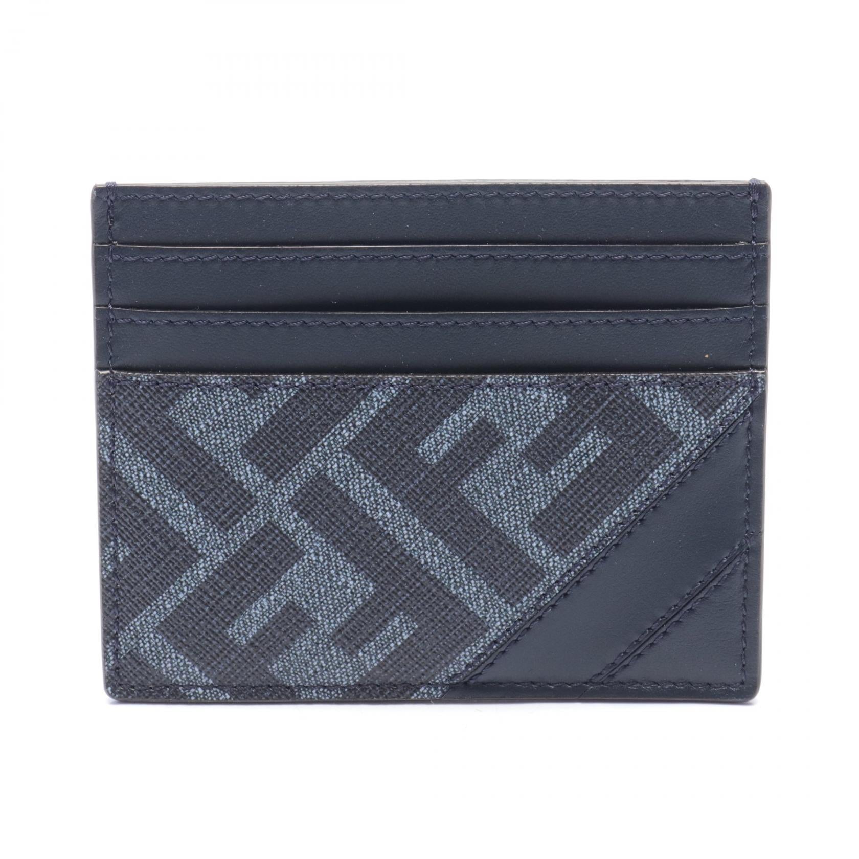 Fendi Diagonal Zucca Card Case PVC Canvas Leather