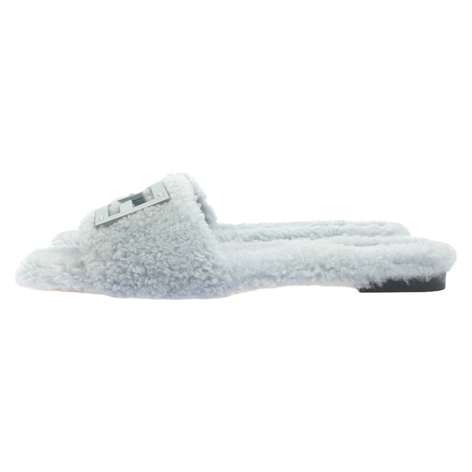 Fendi Shearling Sandals Blue Women