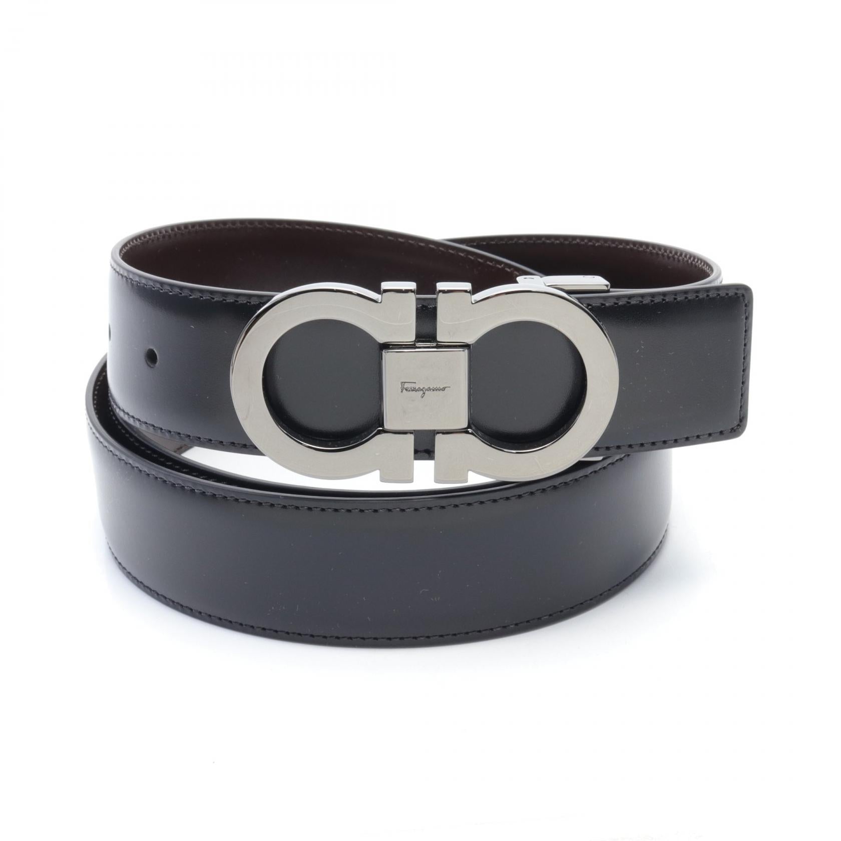 Salvatore Ferragamo Leather Gancini Belt Black