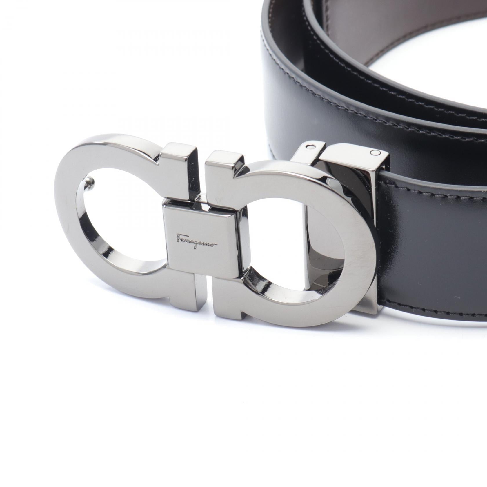 Salvatore Ferragamo Leather Gancini Belt Black