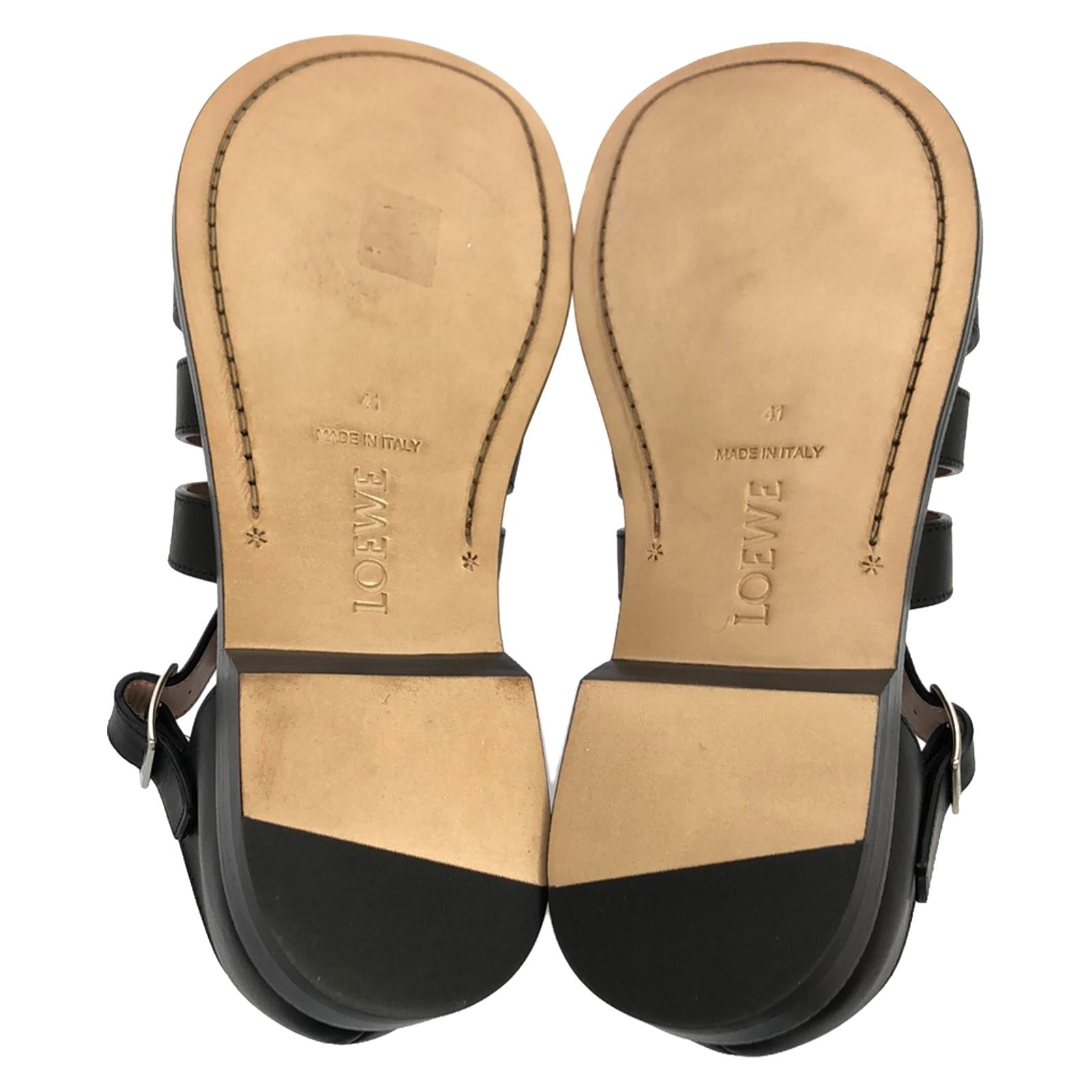 Loewe Leather Sandals Black Men