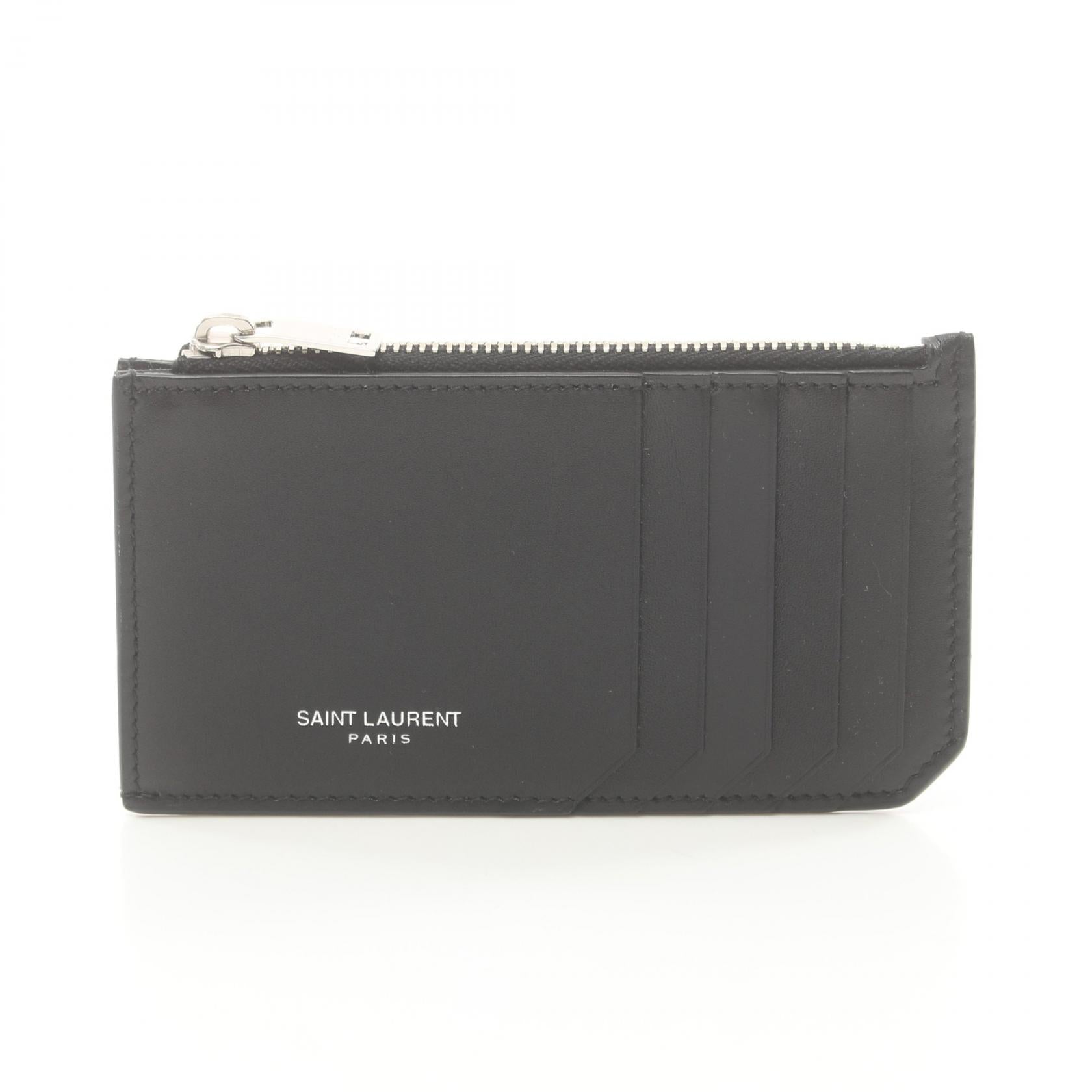 Yves Saint Laurent Leather Coin Case Black